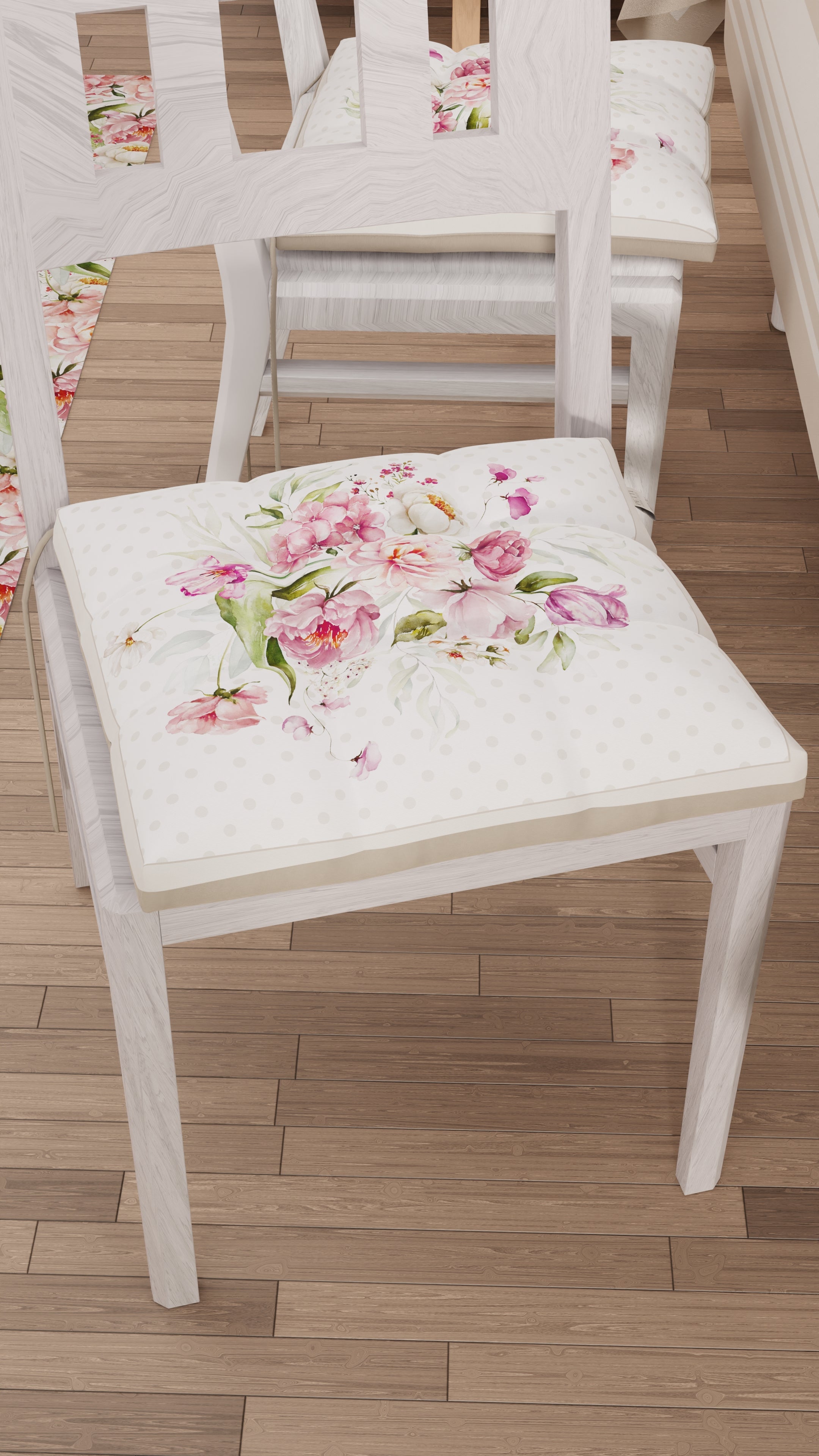 Cuscini per Sedie Coprisedia 6 Pezzi Shabby Pois Beige