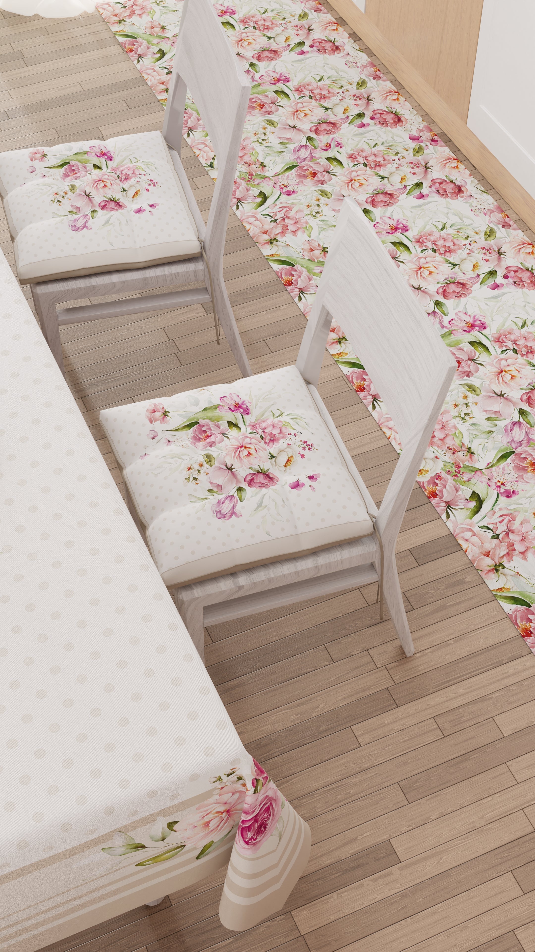 Cuscini per Sedie Coprisedia 6 Pezzi Shabby Pois Beige