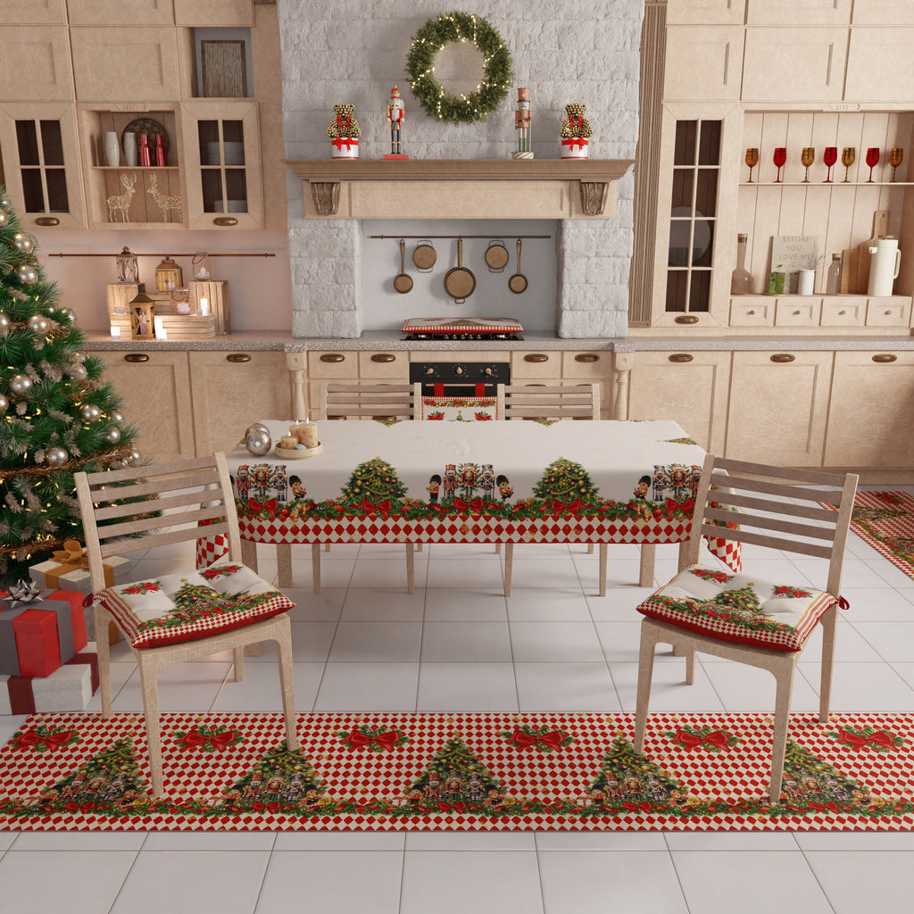 Tappeto Cucina Natalizio Antiscivolo Passatoia Natalizia Cucina lavabile Schiaccianoci Rosso