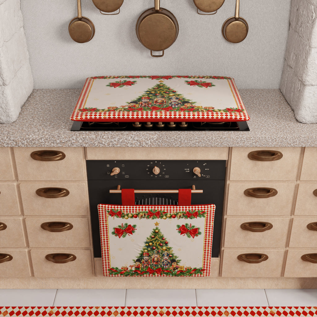 Coprifornello Natalizio Coprifuochi Cucina in Stampa Digitale Schiaccianoci Rosso