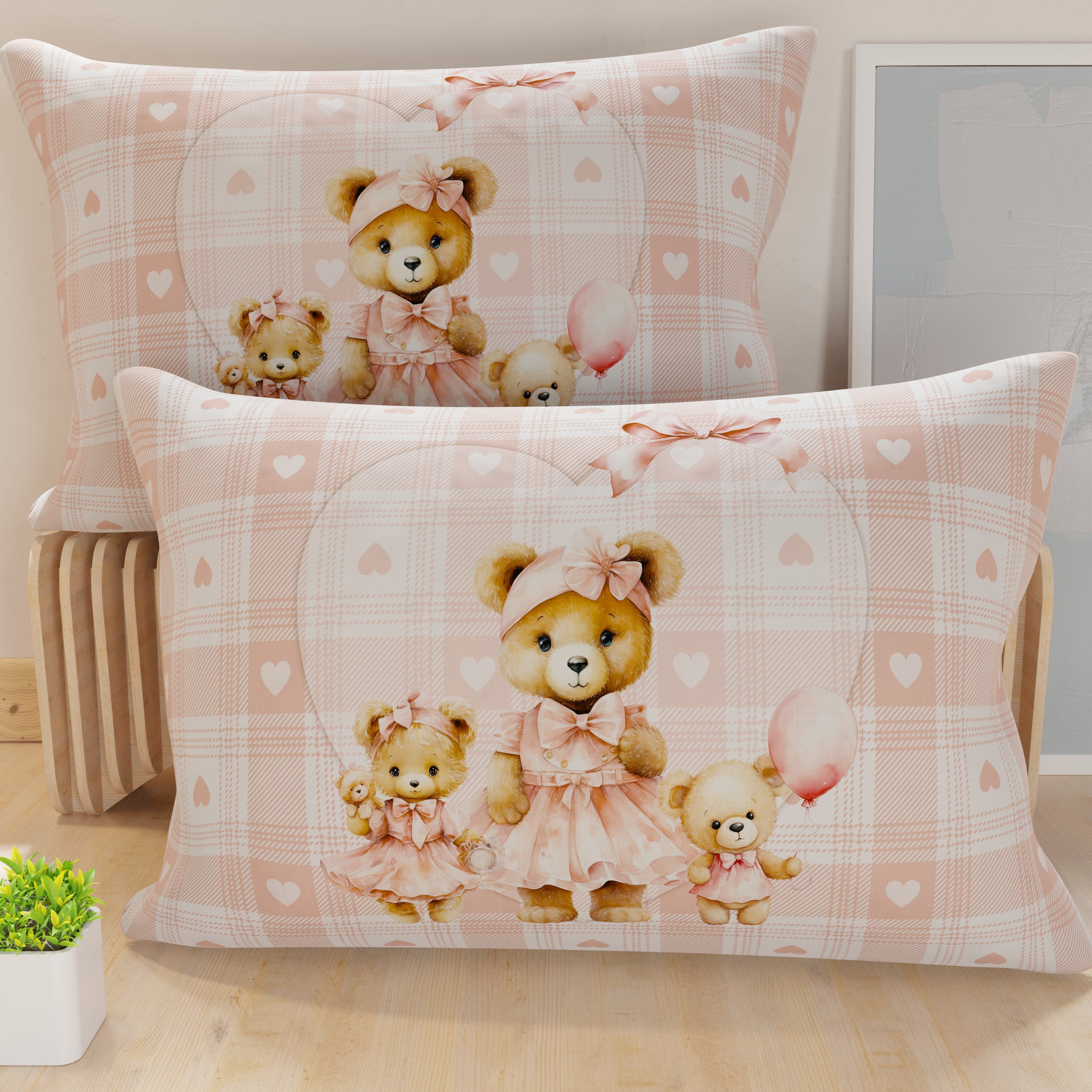 Federe, Federe Cuscini in Stampa Digitale, Teddy Love Rosa
