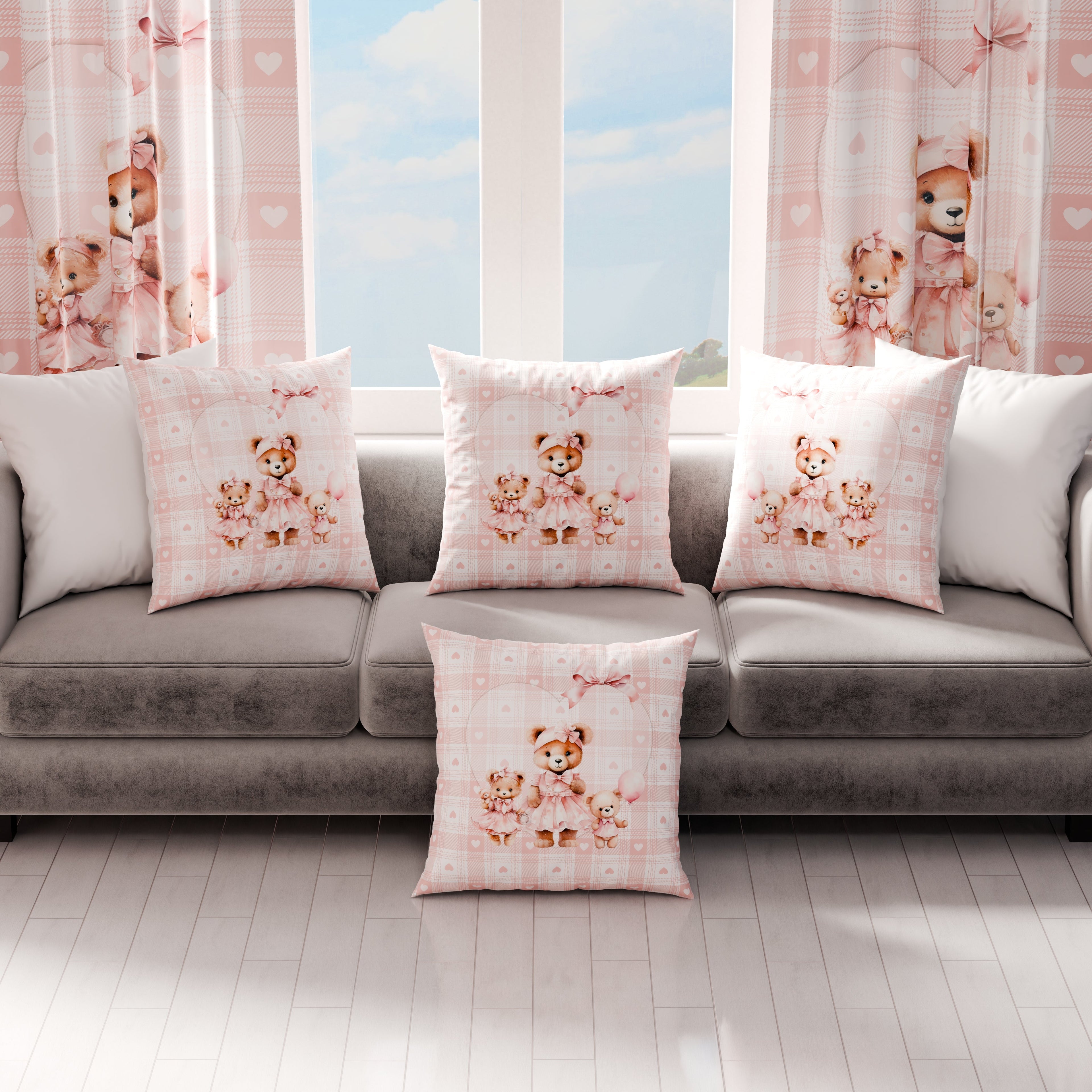 Cuscini, Copricuscini Divano, Cuscini Arredo in Stampa Digitale Teddy Love Rosa