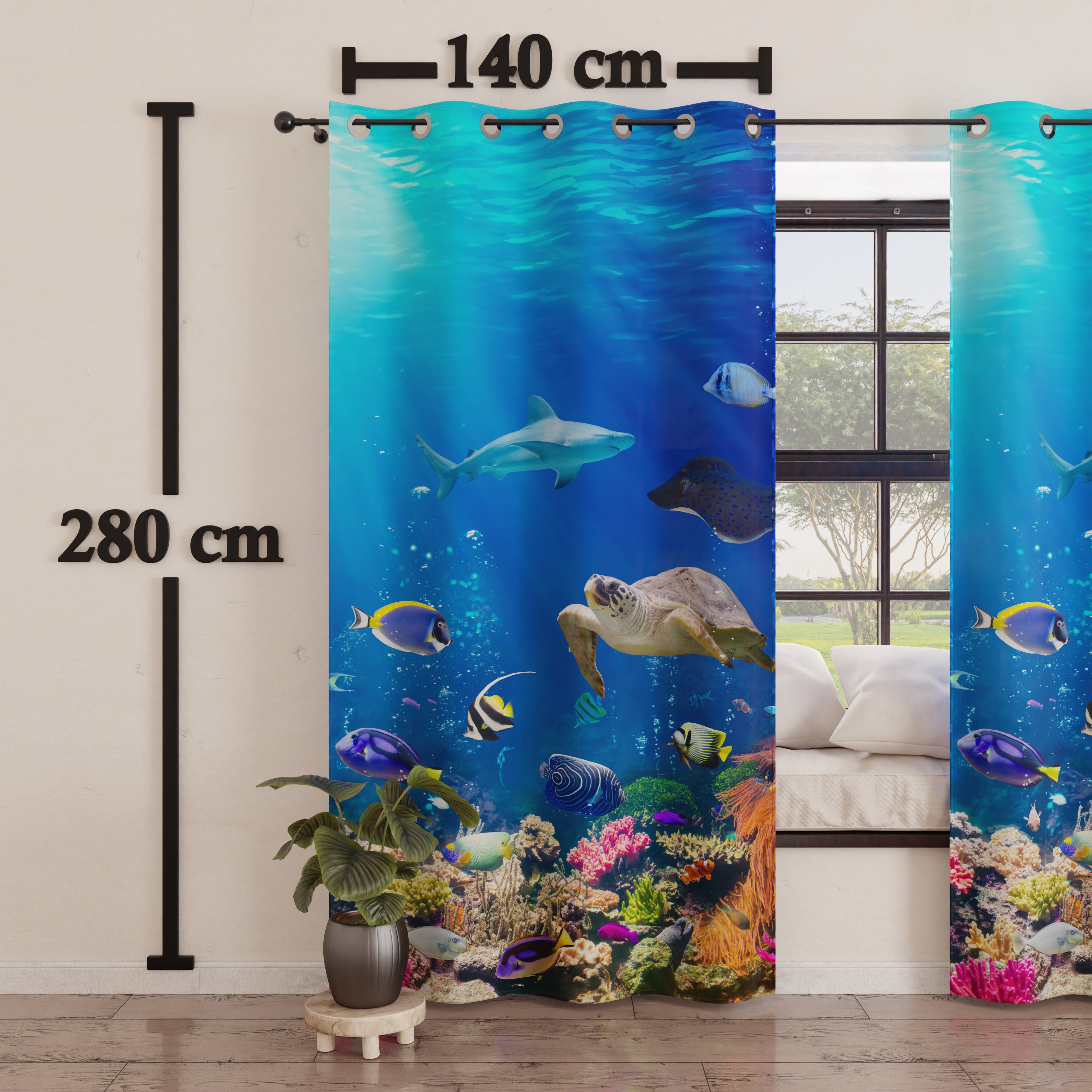 Tenda Arredo da Interno a Pannelli con Anelli Acquario