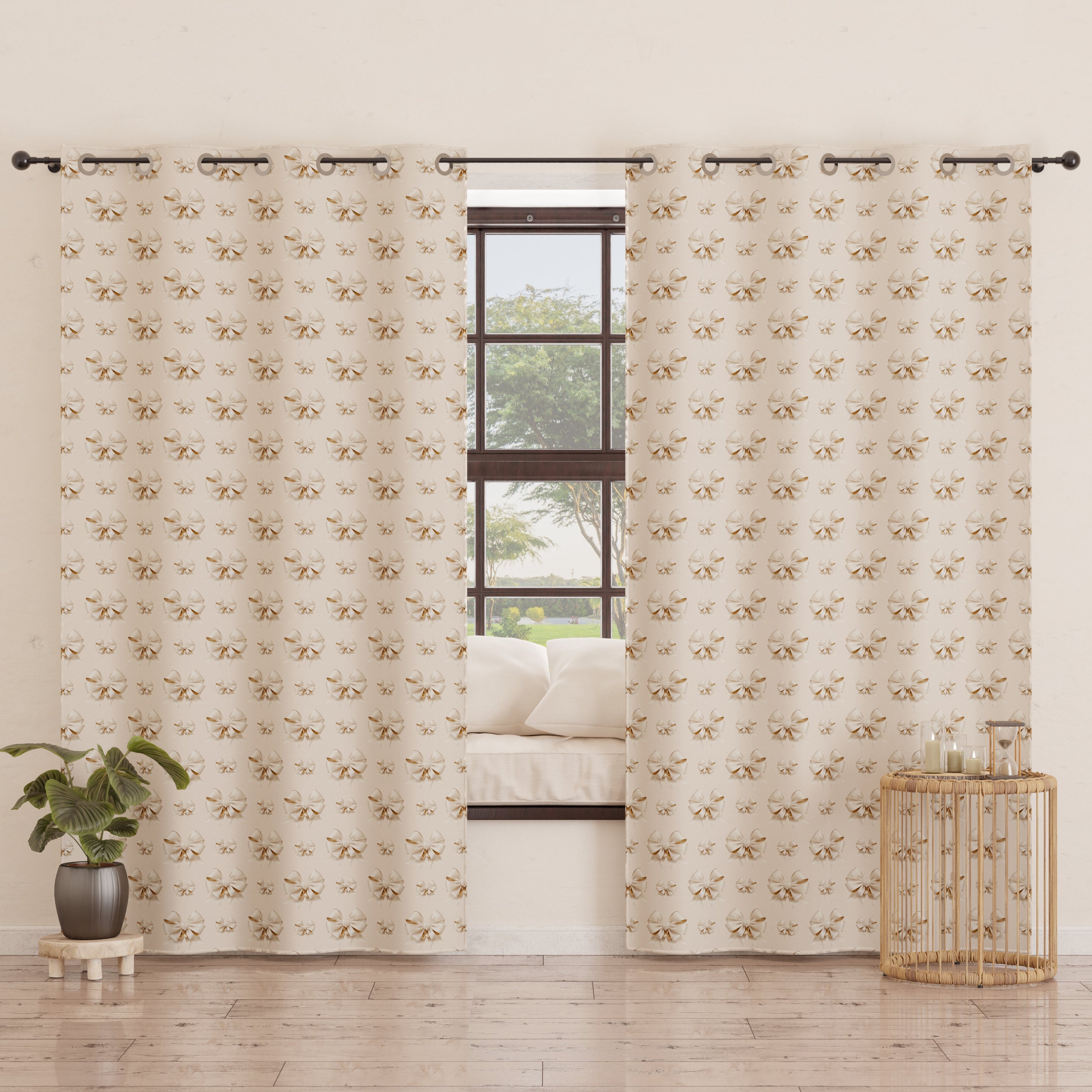 Tenda Arredo da Interno a Pannelli con Anelli Fiocco Beige
