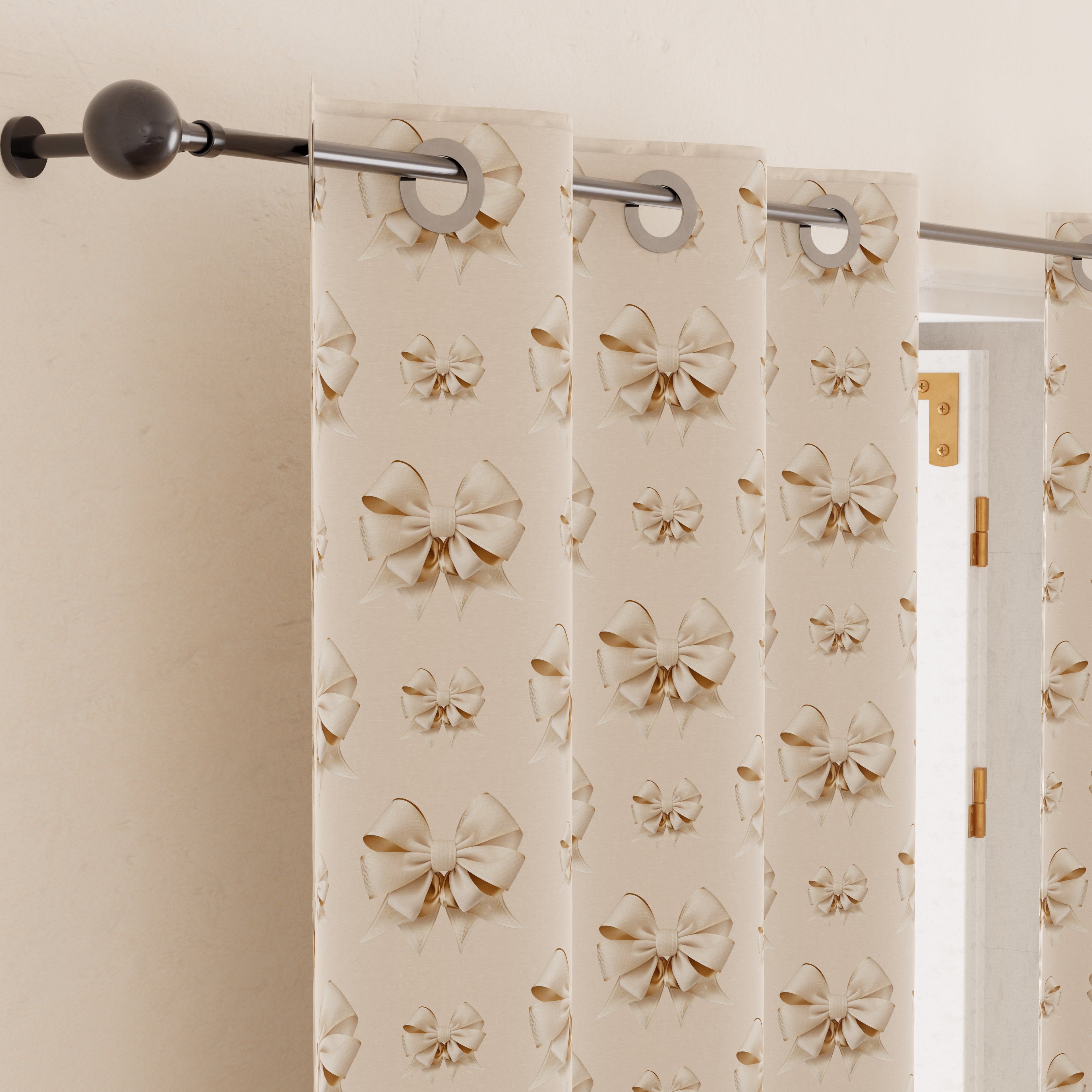 Tenda Arredo da Interno a Pannelli con Anelli Fiocco Beige