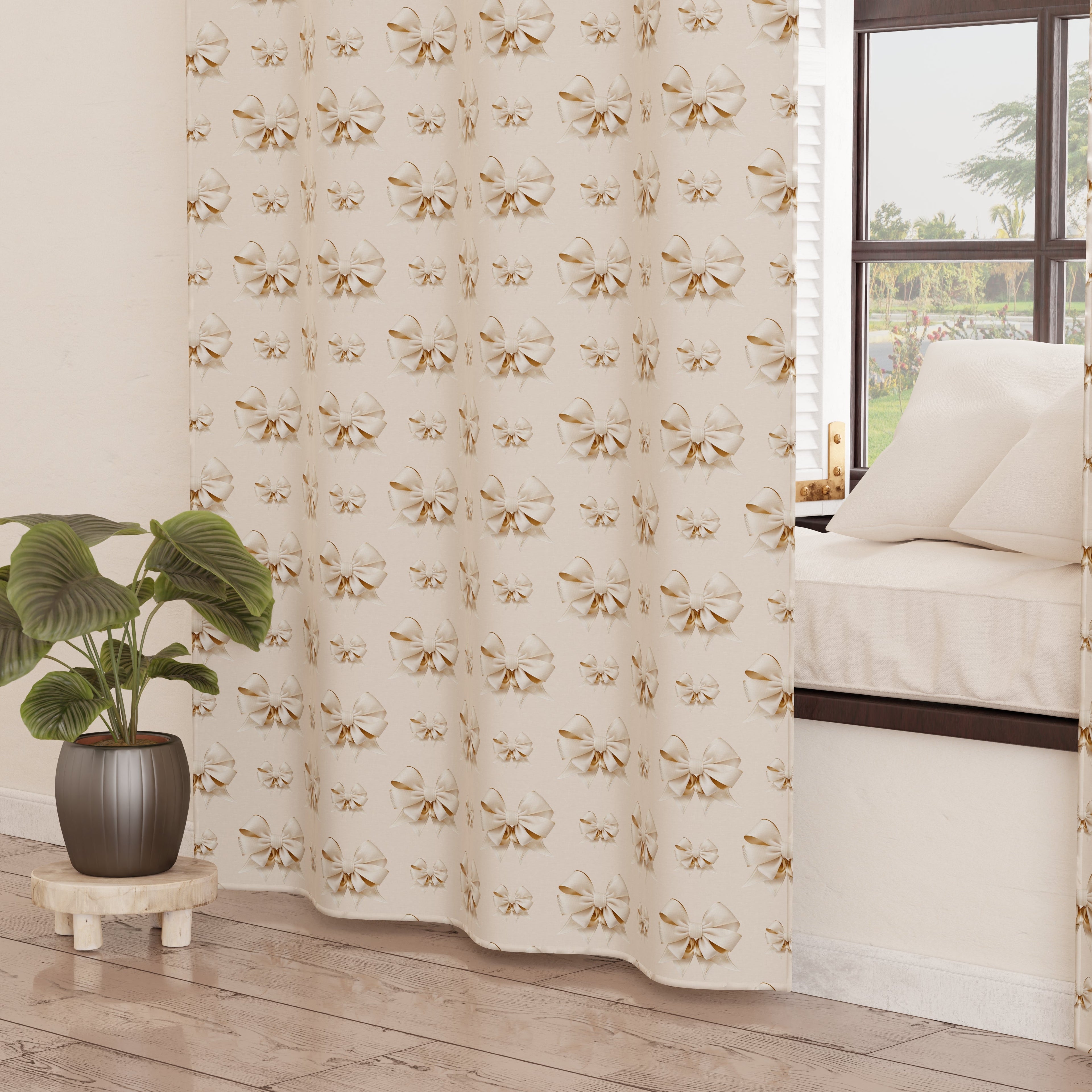 Tenda Arredo da Interno a Pannelli con Anelli Fiocco Beige