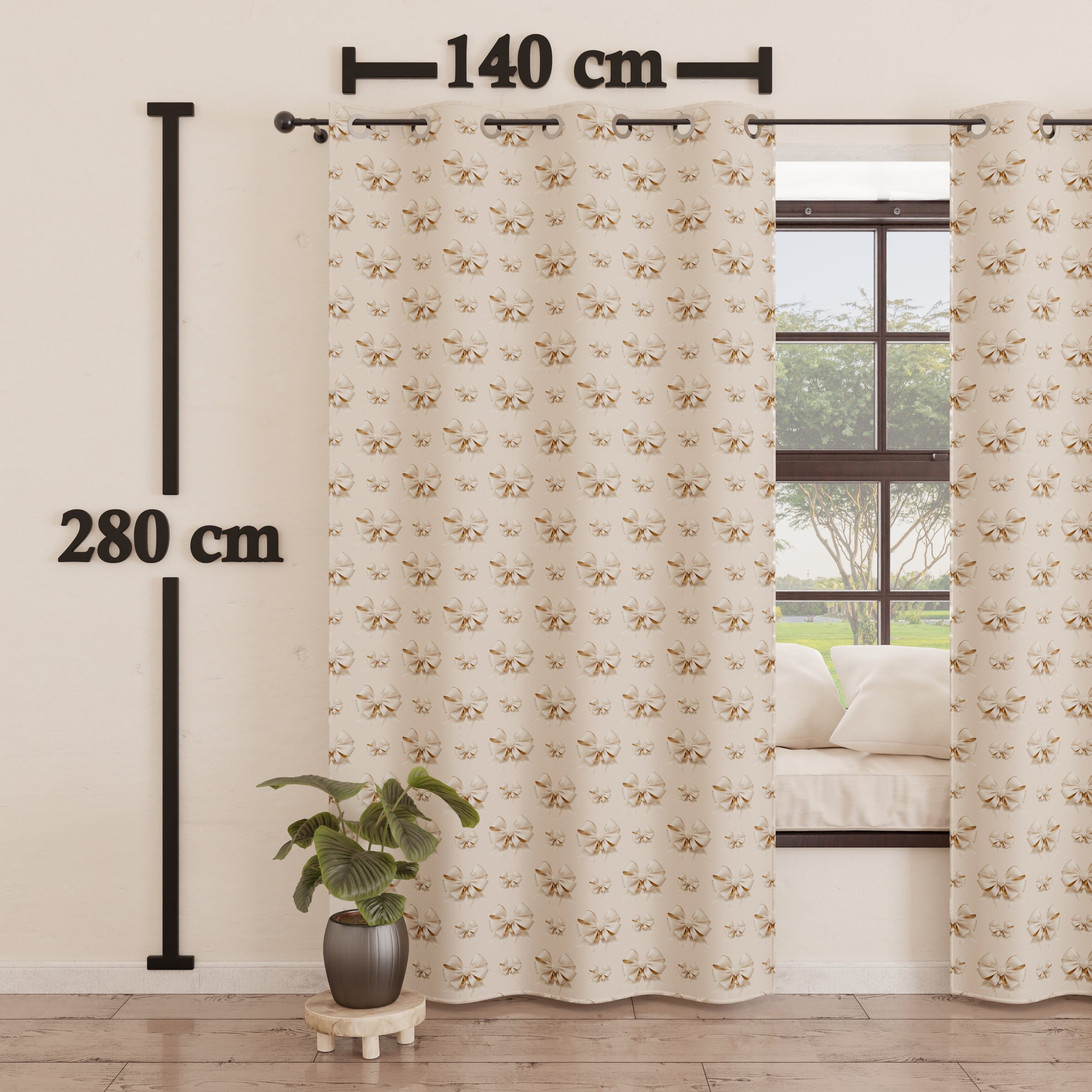 Tenda Arredo da Interno a Pannelli con Anelli Fiocco Beige