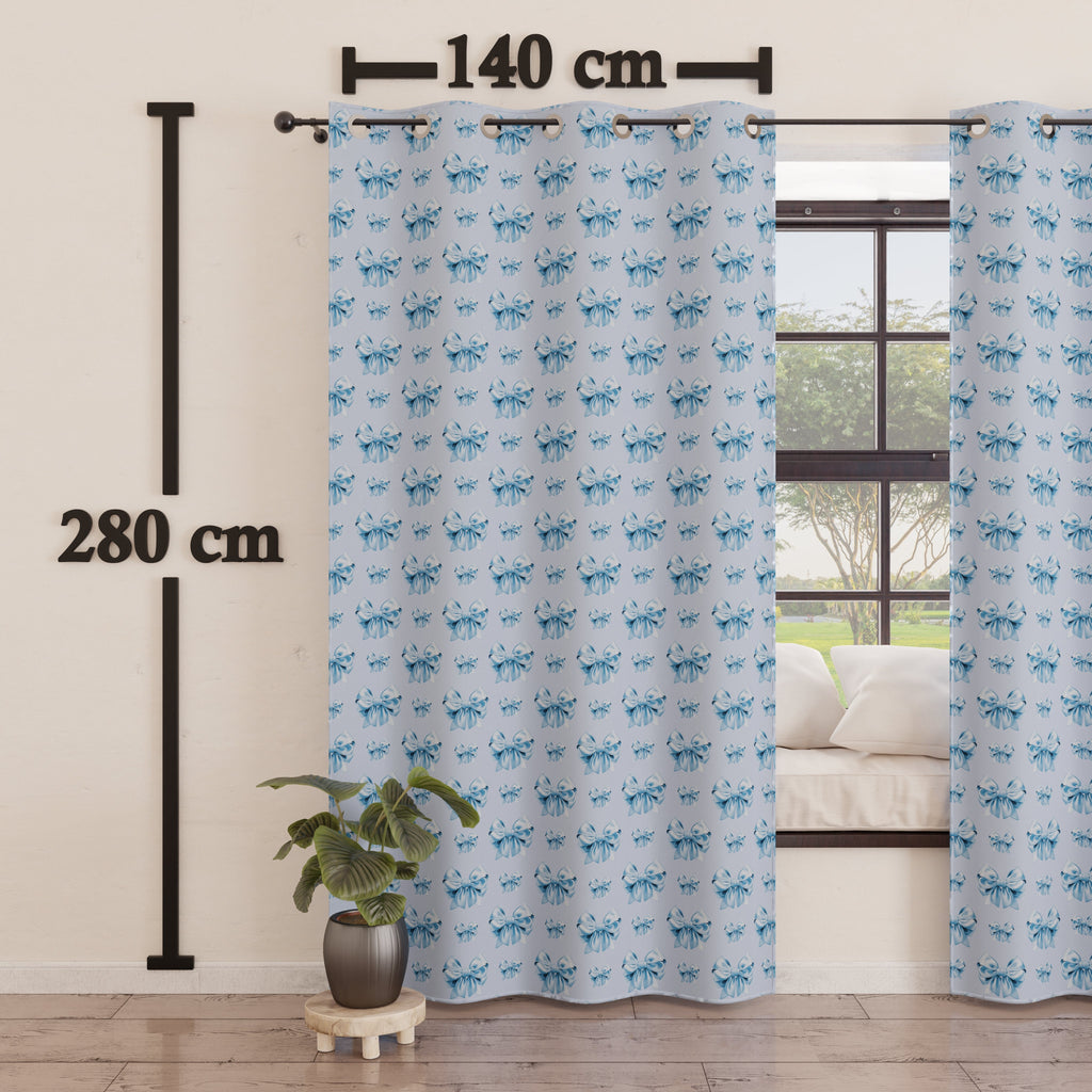 Tenda Arredo da Interno a Pannelli con Anelli Fiocco Celeste