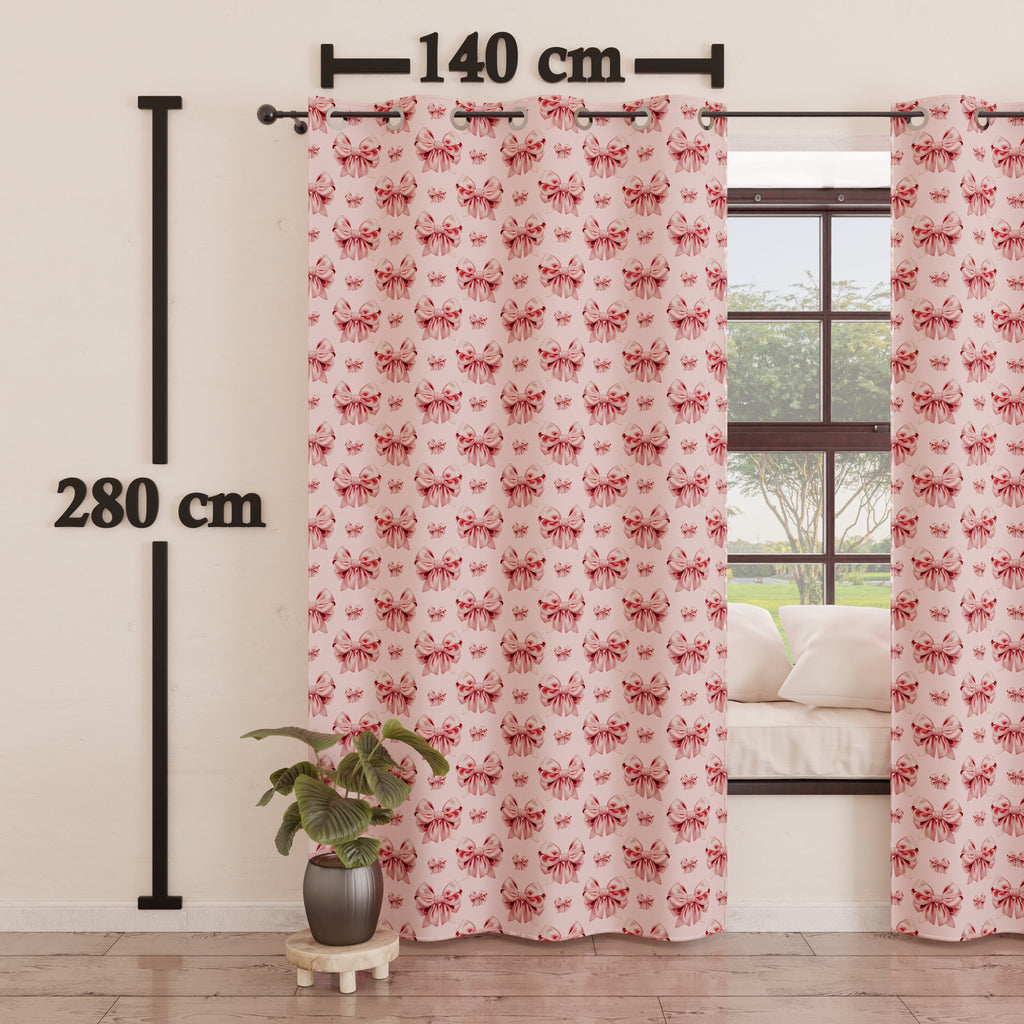 Tenda Arredo da Interno a Pannelli con Anelli Fiocco Rosa