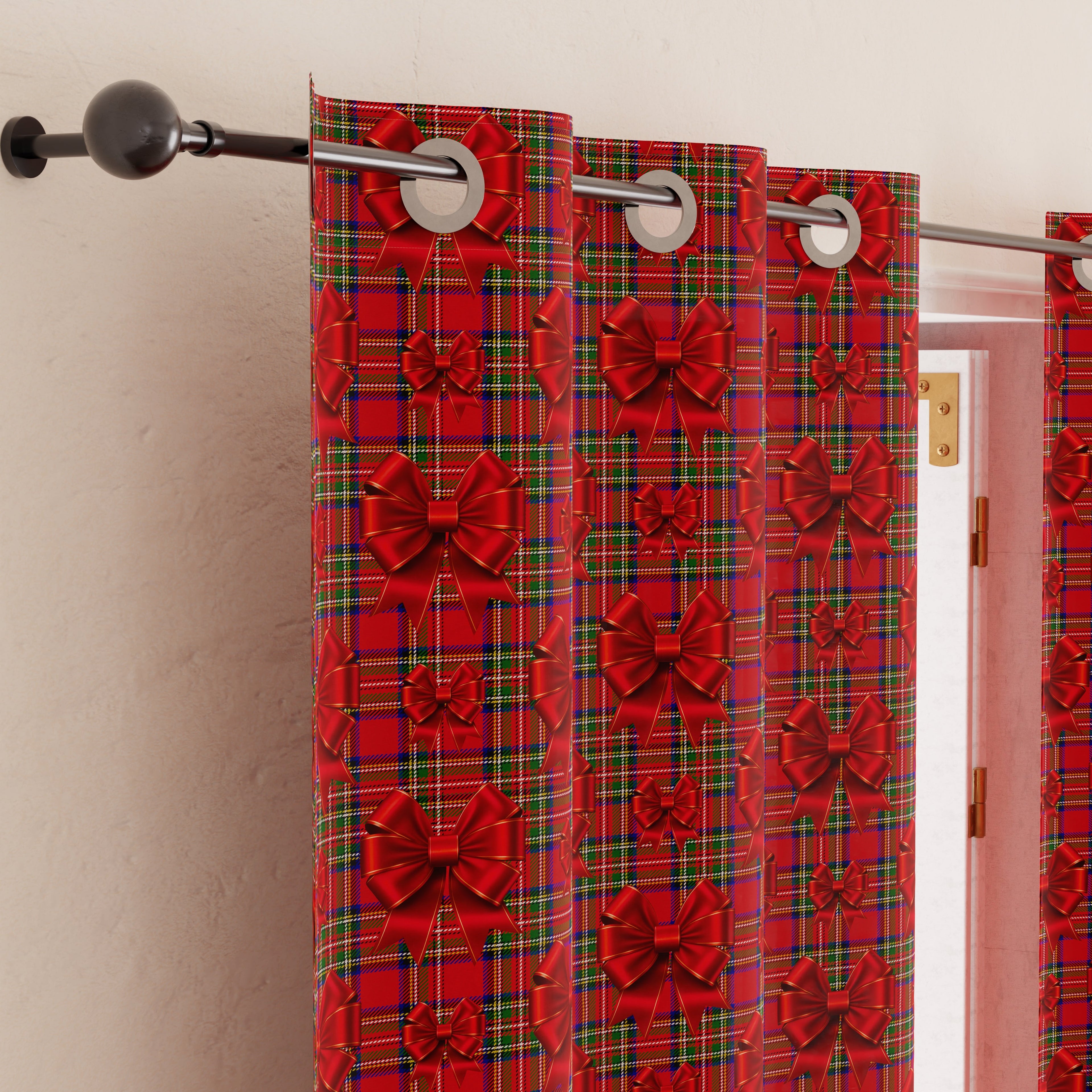 Tenda Arredo da Interno a Pannelli con Anelli Fiocco Tartan, Fantasia Scozzese