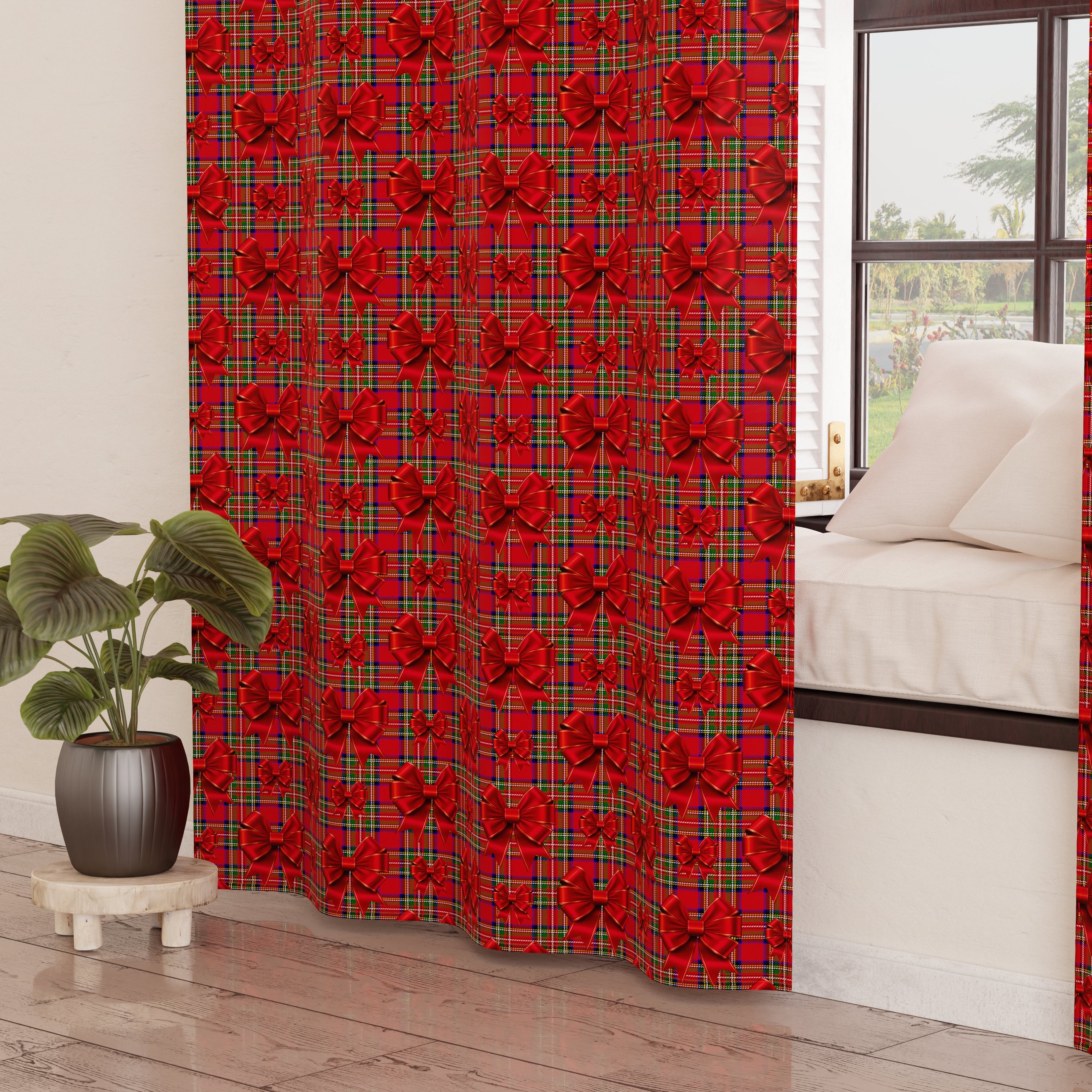 Tenda Arredo da Interno a Pannelli con Anelli Fiocco Tartan, Fantasia Scozzese
