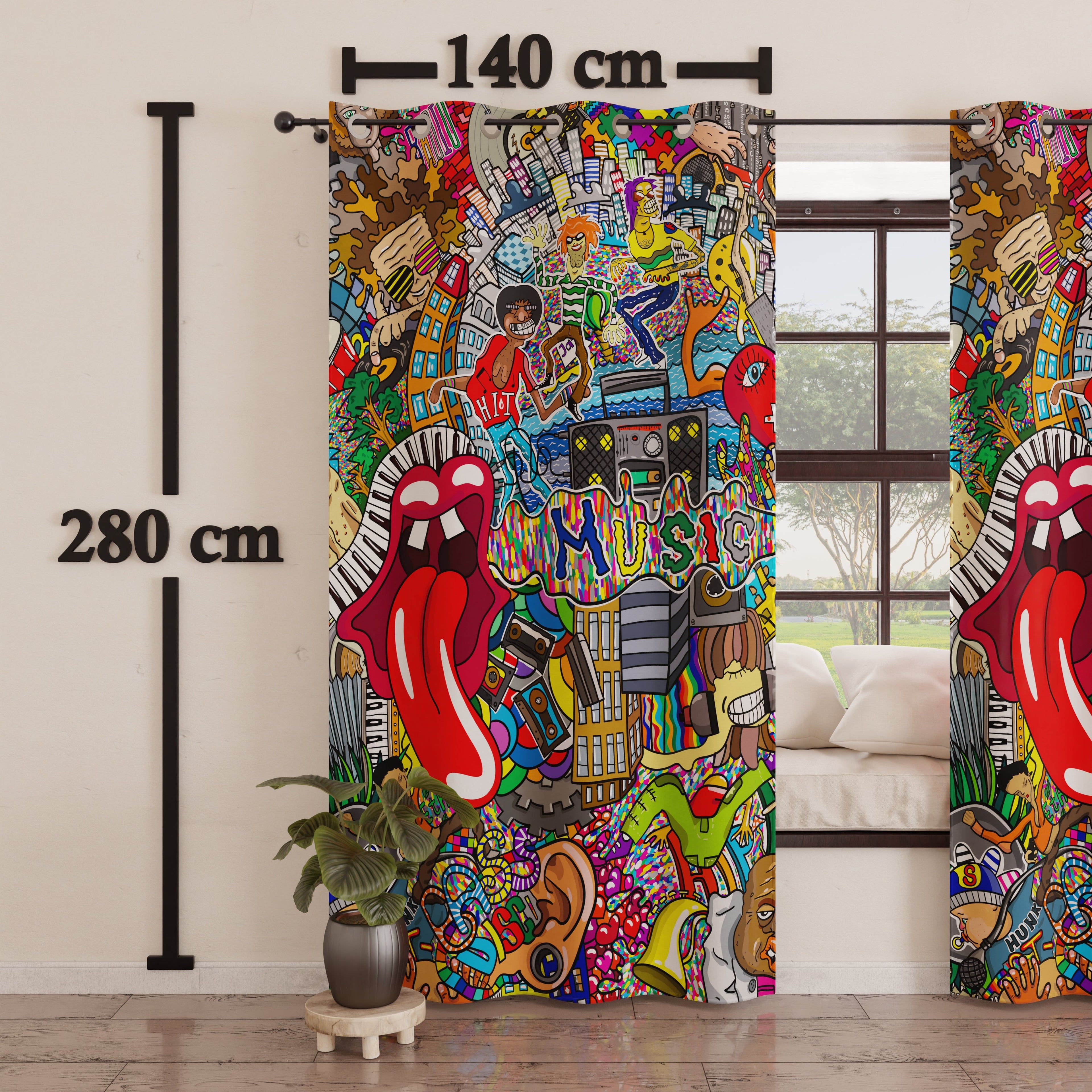 Tenda Arredo da Interno a Pannelli con Anelli Murales