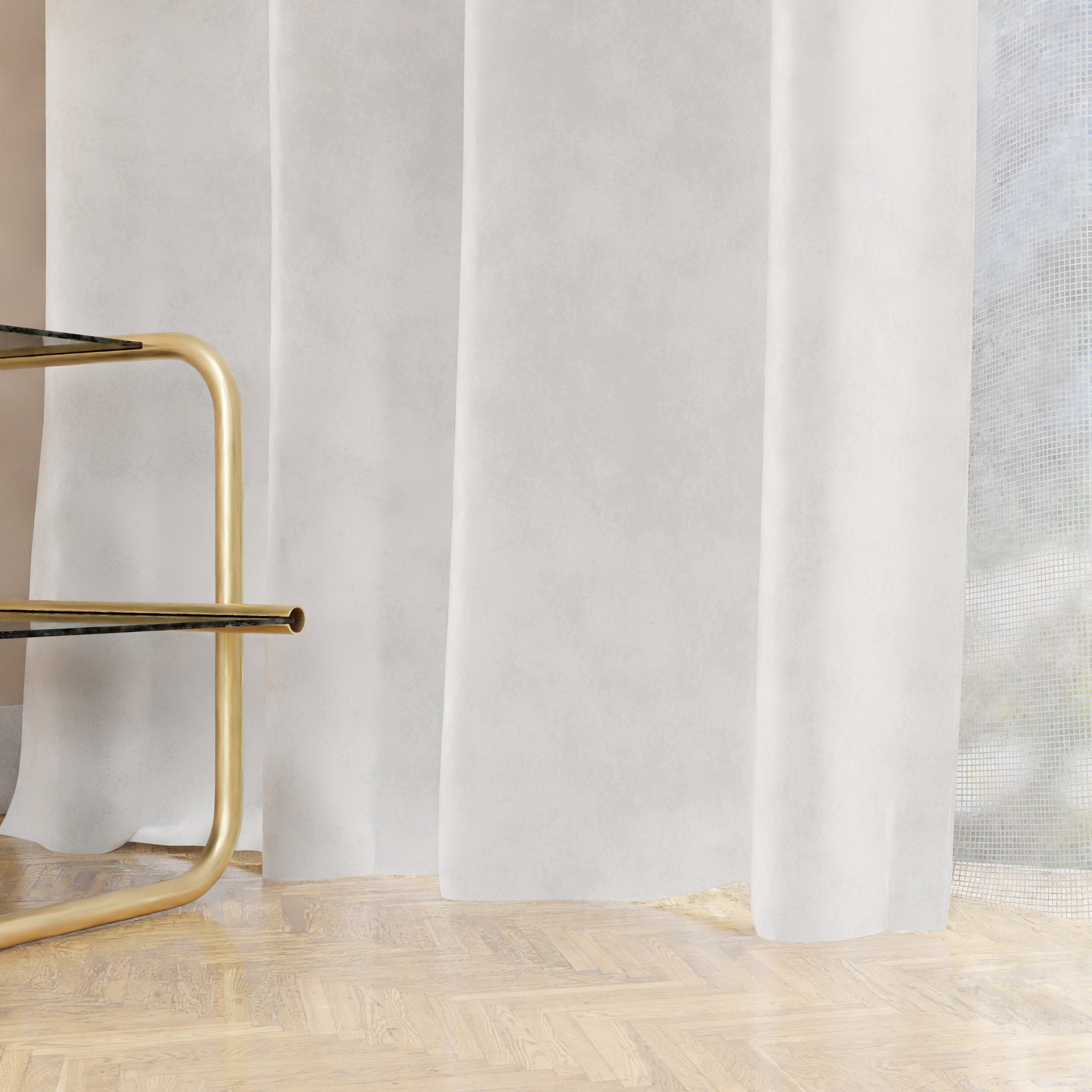 Tenda a Pannello in Velluto per Interni con Anelli, 140x280 cm, Bianco