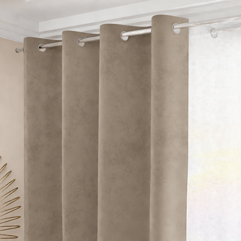 Tenda a Pannello in Velluto per Interni con Anelli, 140x280 cm, Fango