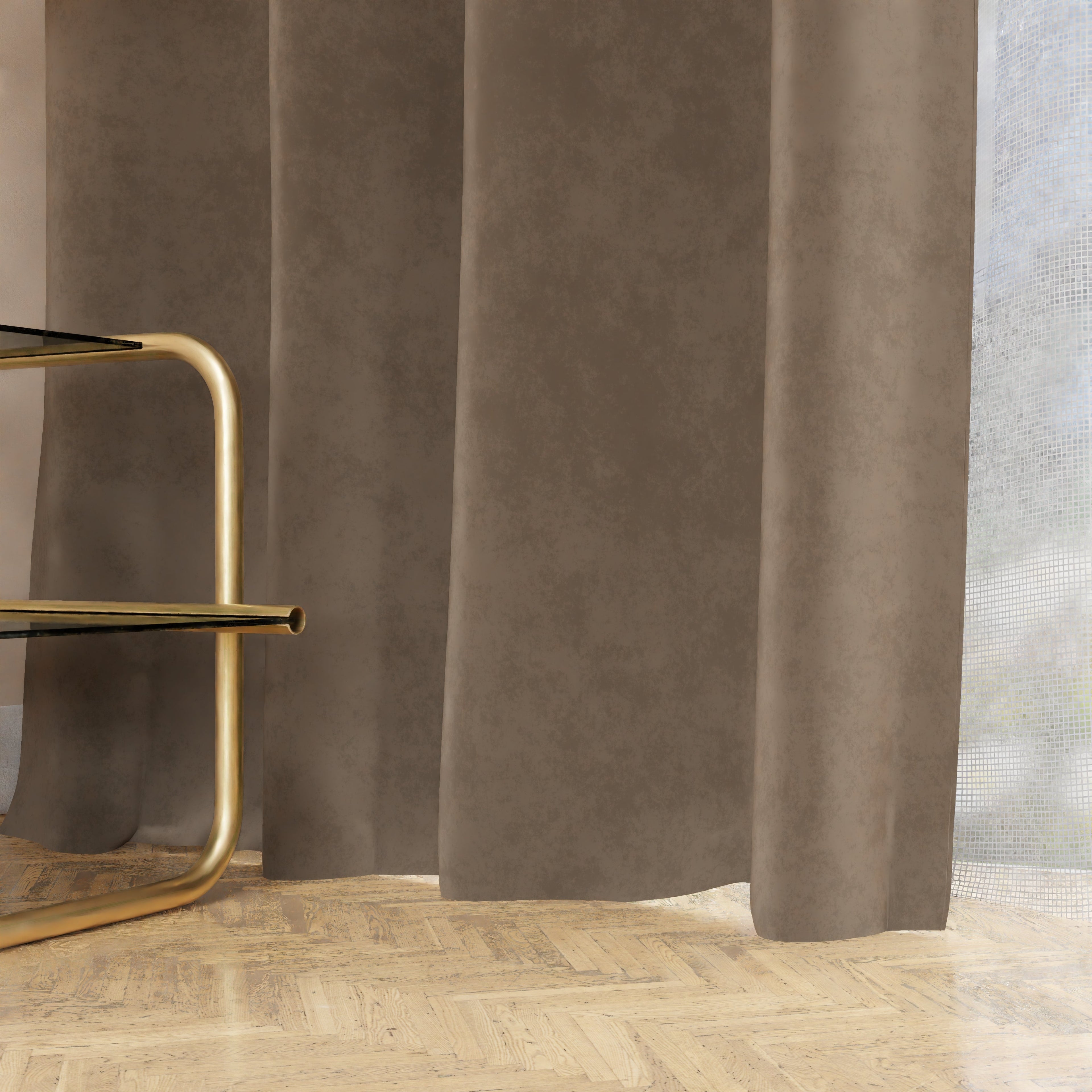Tenda a Pannello in Velluto per Interni con Anelli, 140x280 cm, Fango