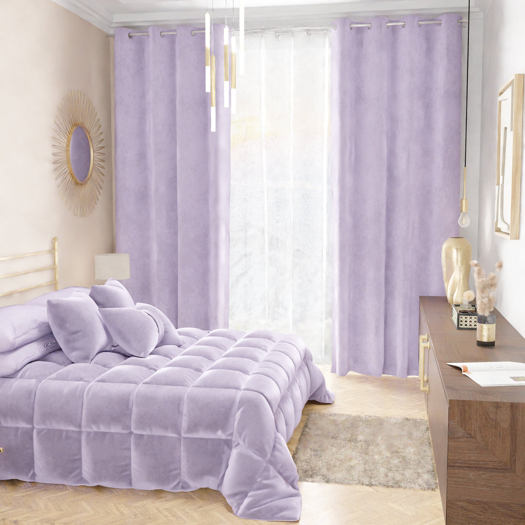 Tenda a Pannello in Velluto per Interni con Anelli, 140x280 cm, Lilla