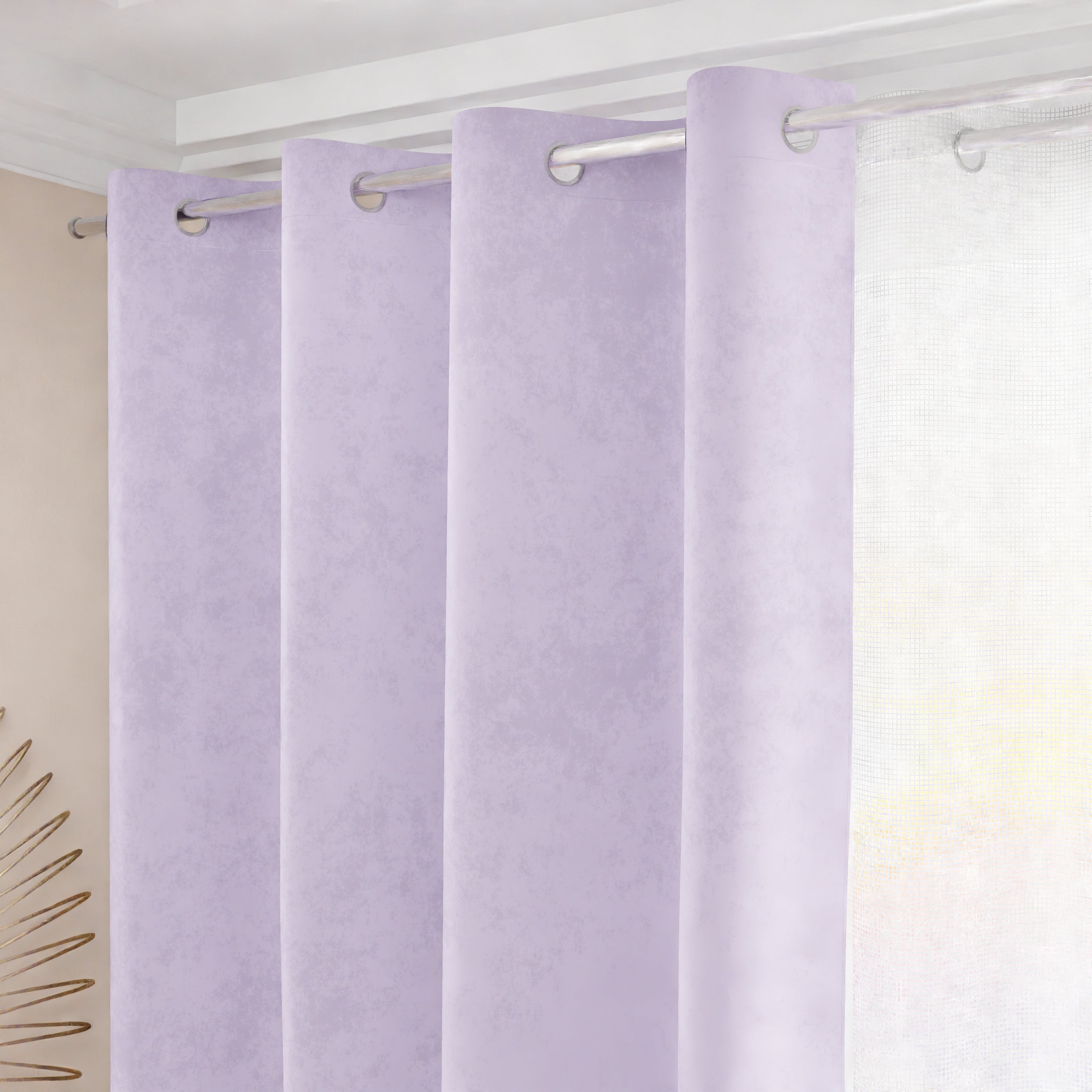 Tenda a Pannello in Velluto per Interni con Anelli, 140x280 cm, Lilla