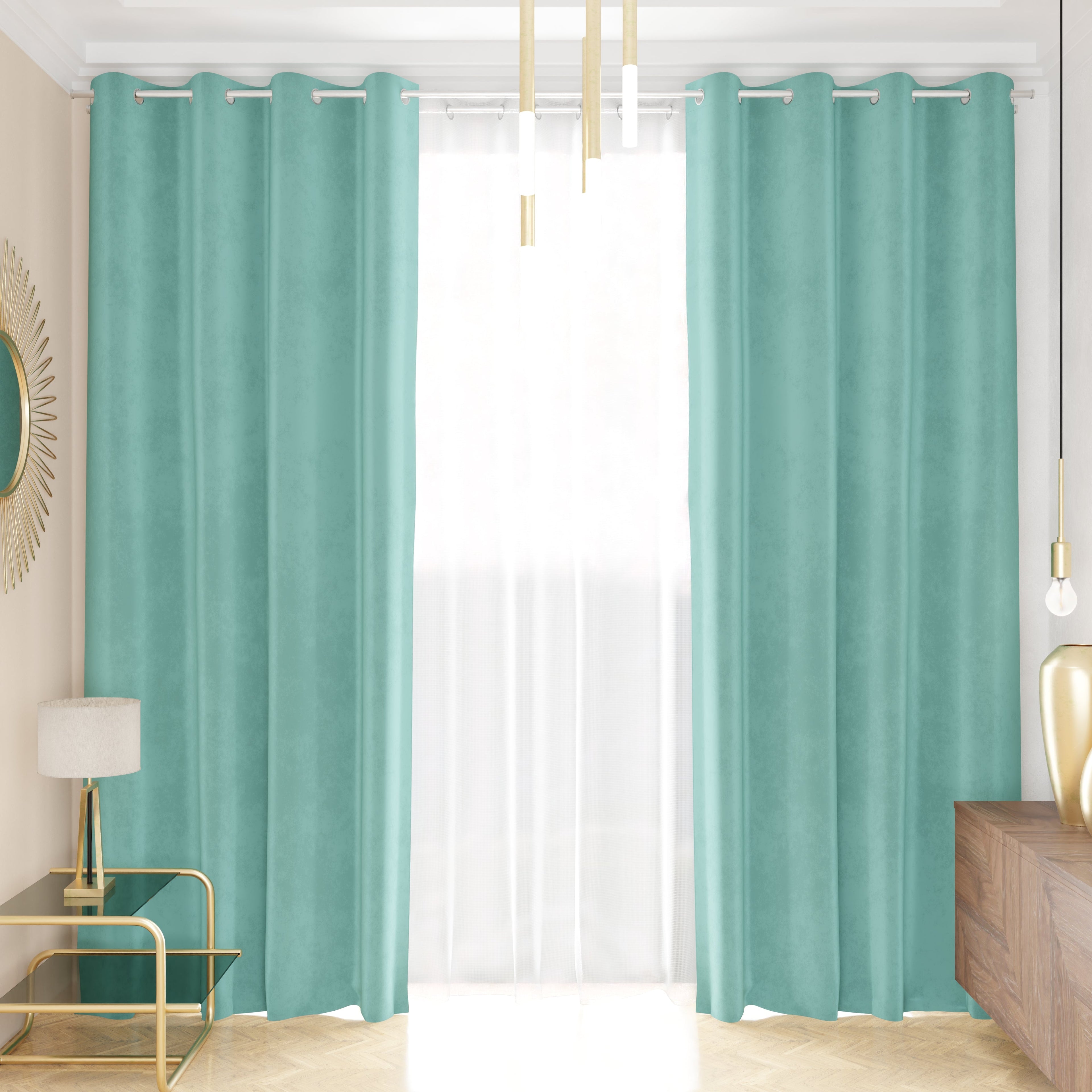 Tenda a Pannello in Velluto per Interni con Anelli, 140x280 cm, Tiffany