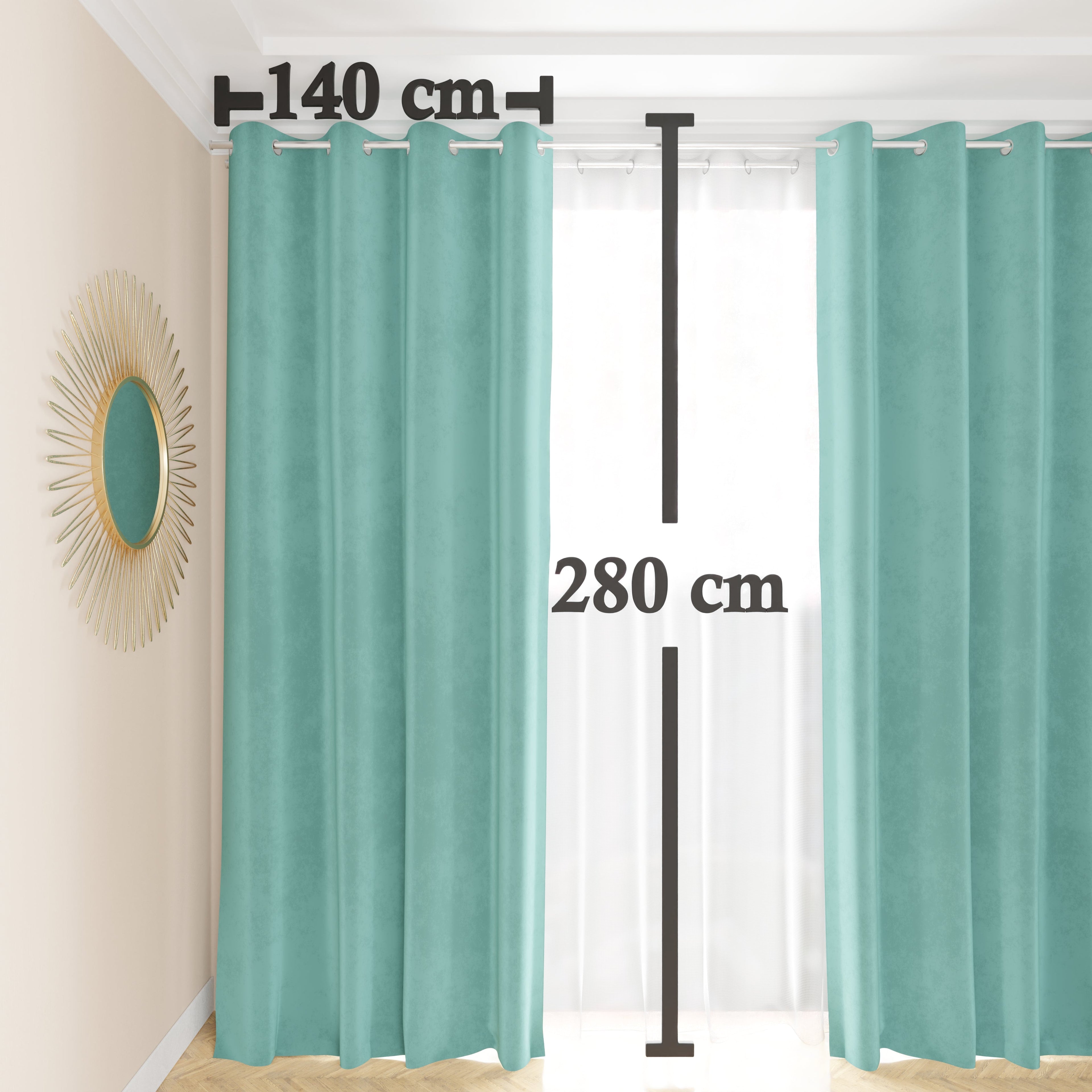 Tenda a Pannello in Velluto per Interni con Anelli, 140x280 cm, Tiffany