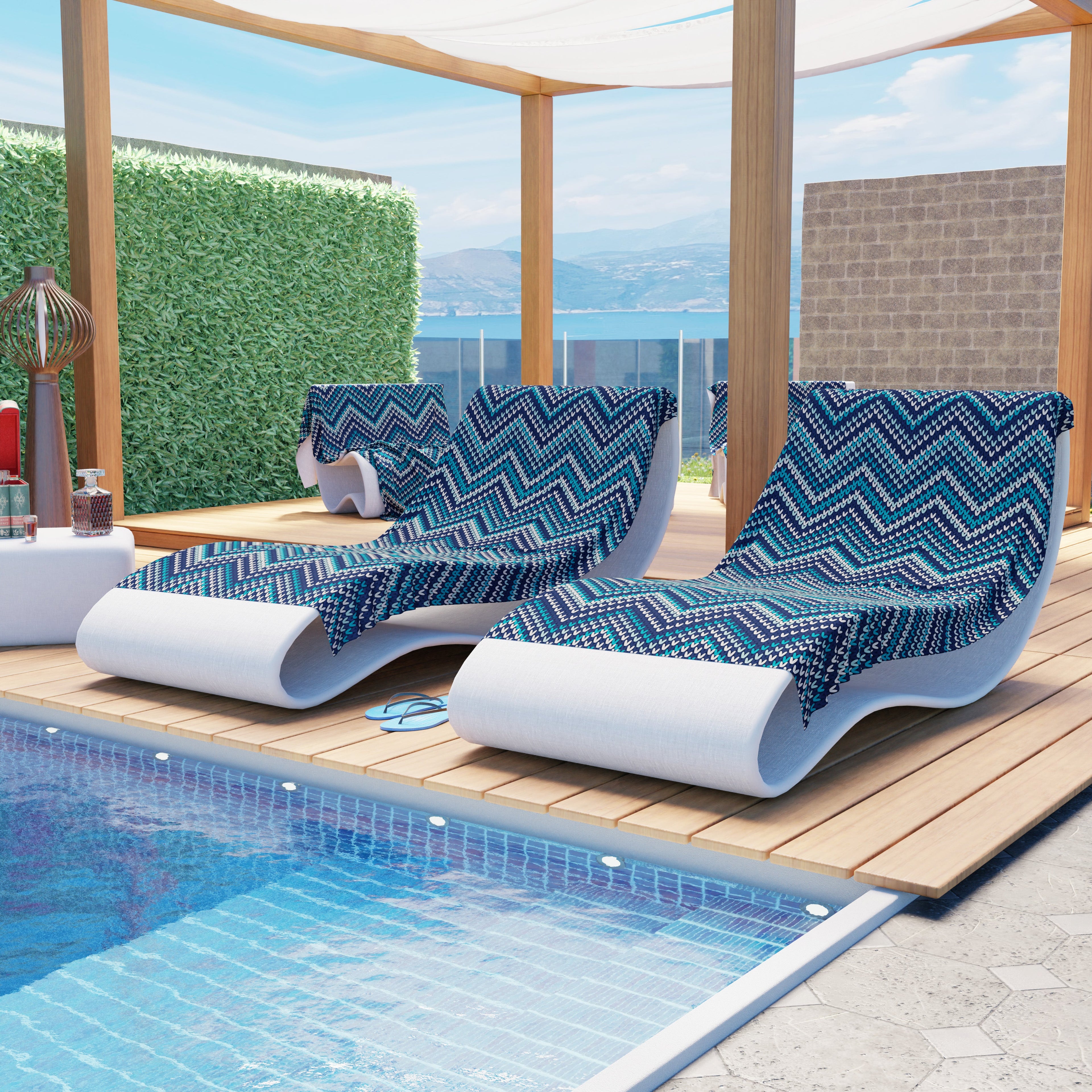 Telo Mare Microfibra, Asciugamano Mare, Telo per Lettino, Righe Blu