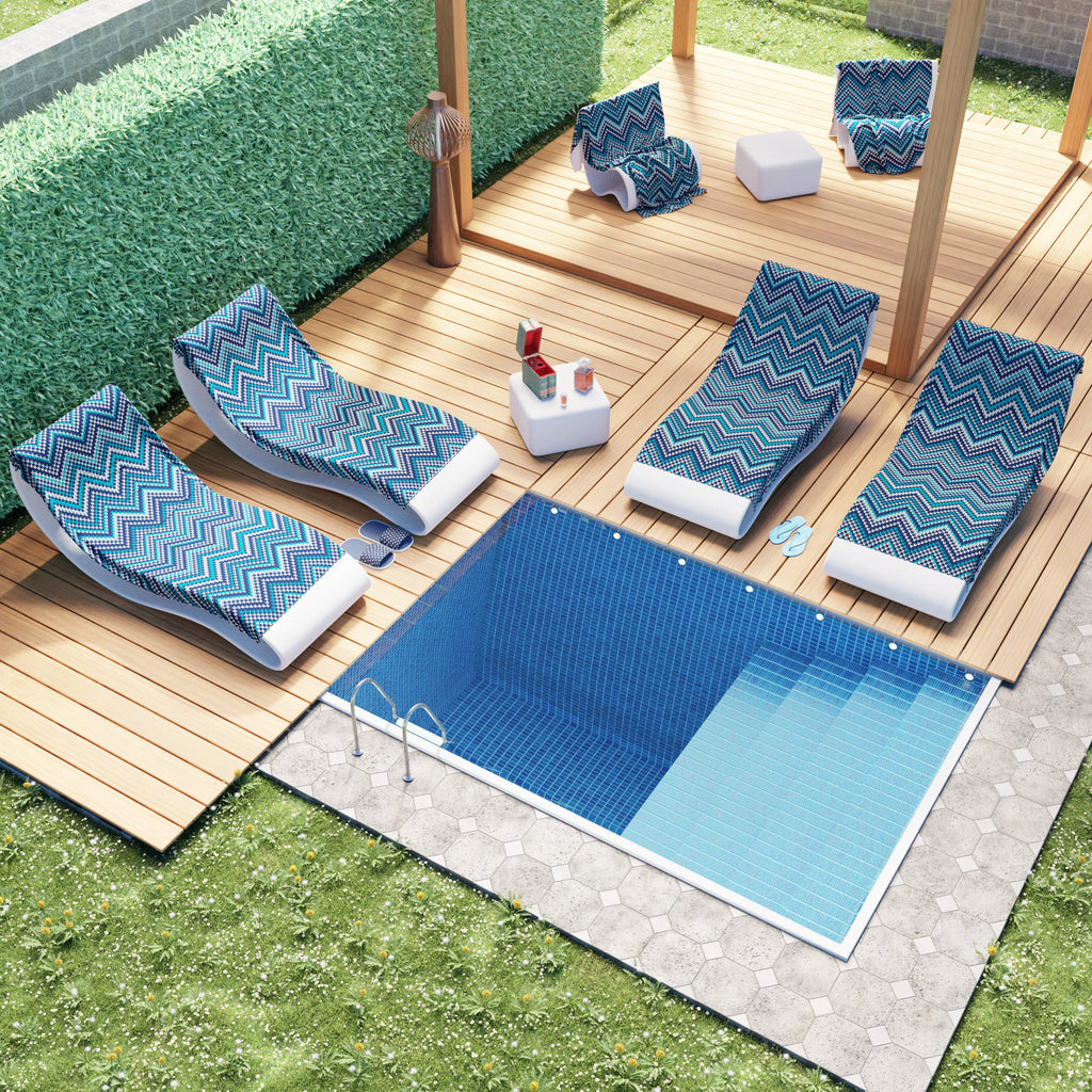Telo Mare Microfibra, Asciugamano Mare, Telo per Lettino, Righe Blu