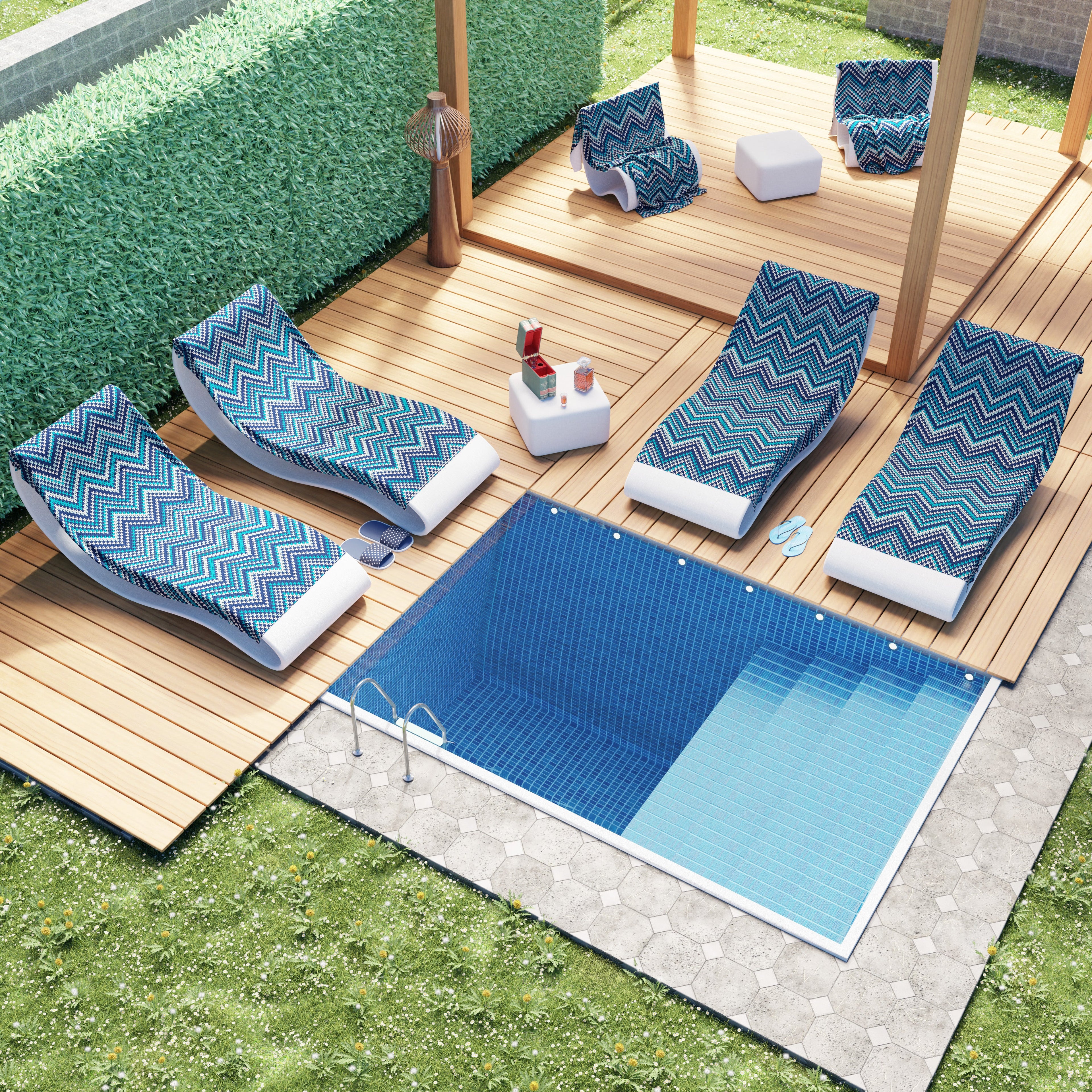 Telo Mare Microfibra, Asciugamano Mare, Telo per Lettino, Righe Blu