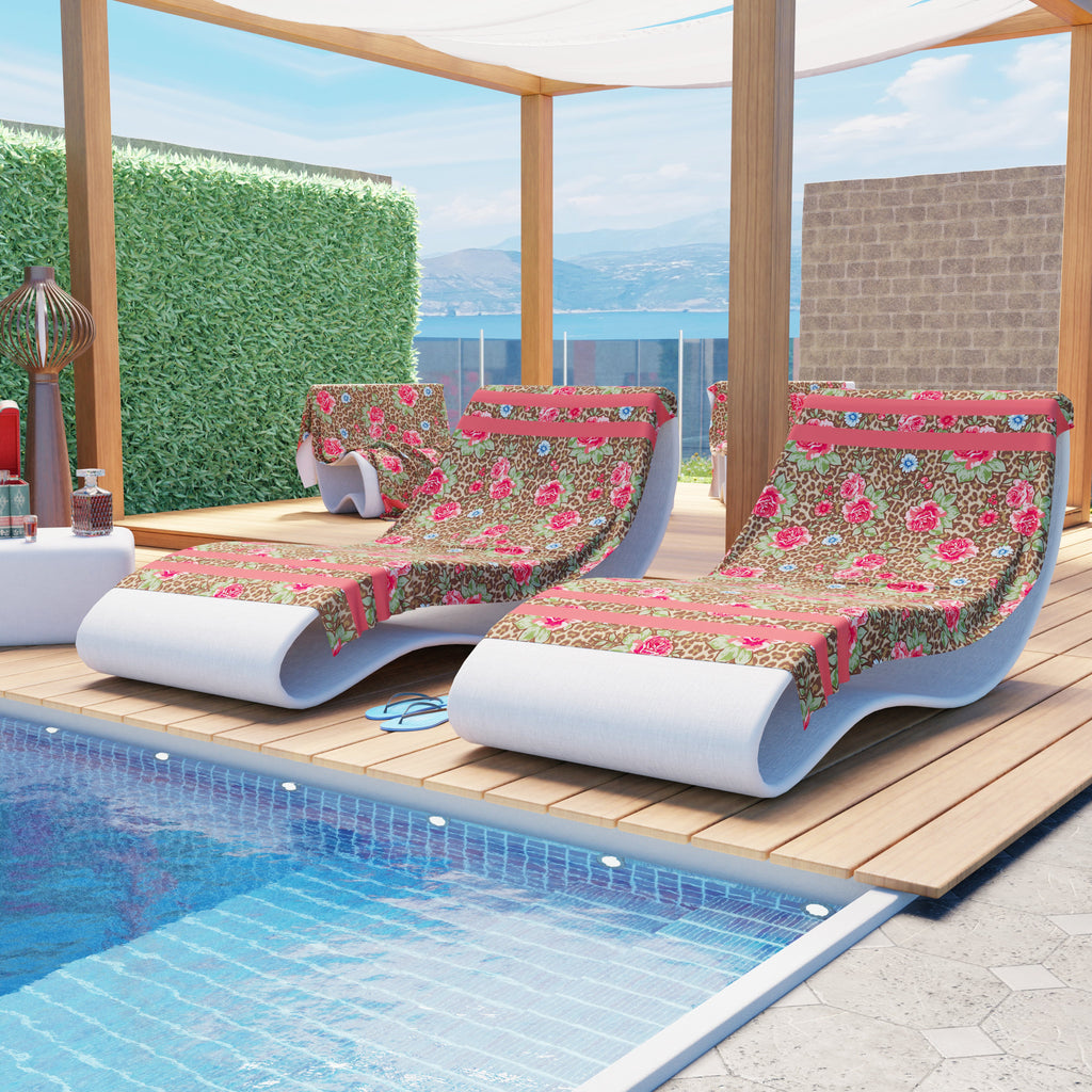 Telo Mare Microfibra, Asciugamano Mare, Telo per Lettino, Rose Animalier