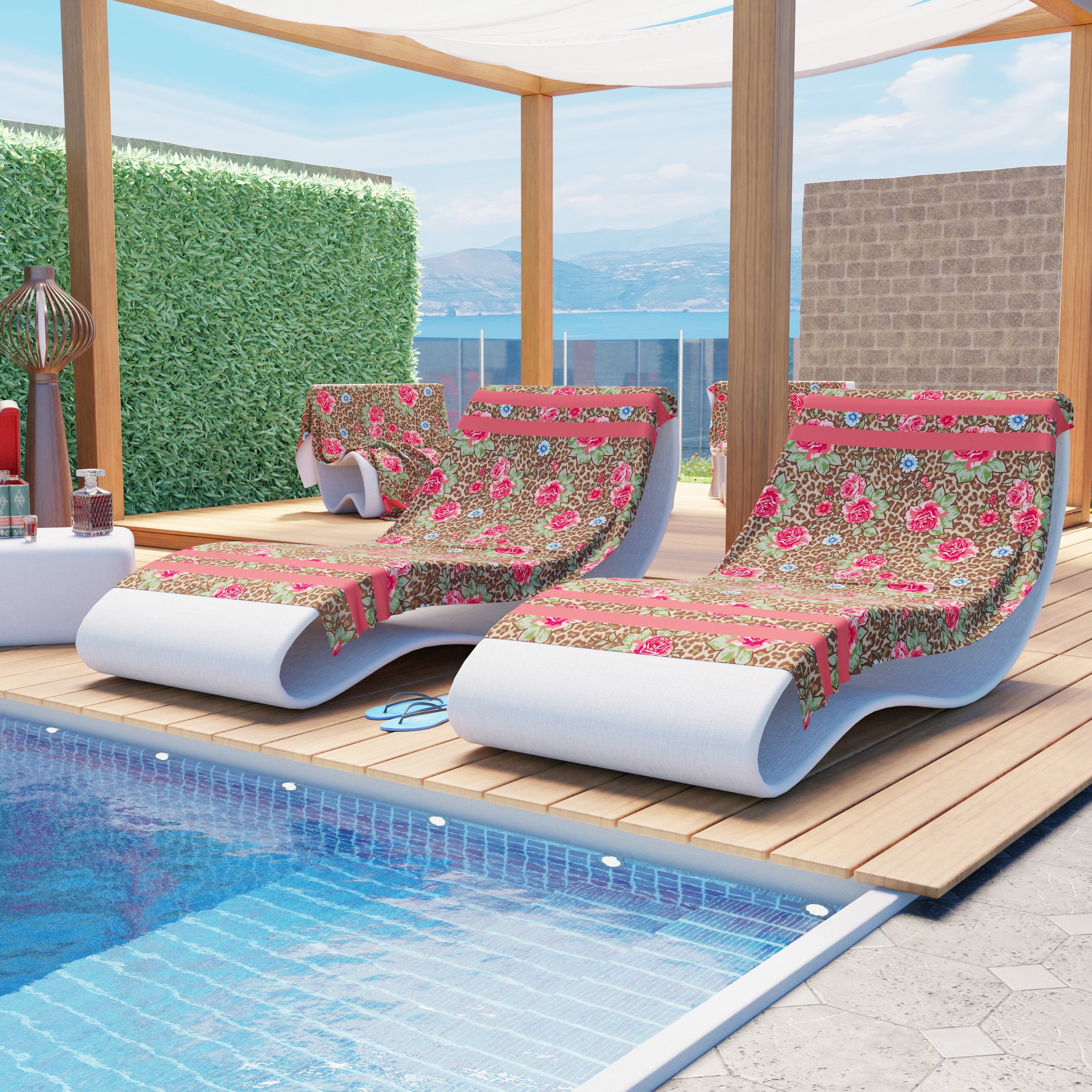 Telo Mare Microfibra, Asciugamano Mare, Telo per Lettino, Rose Animalier