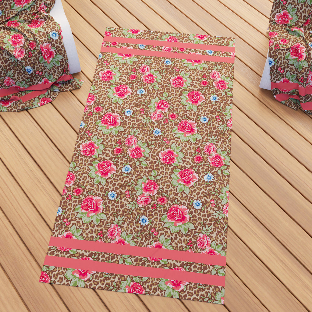 Telo Mare Microfibra, Asciugamano Mare, Telo per Lettino, Rose Animalier