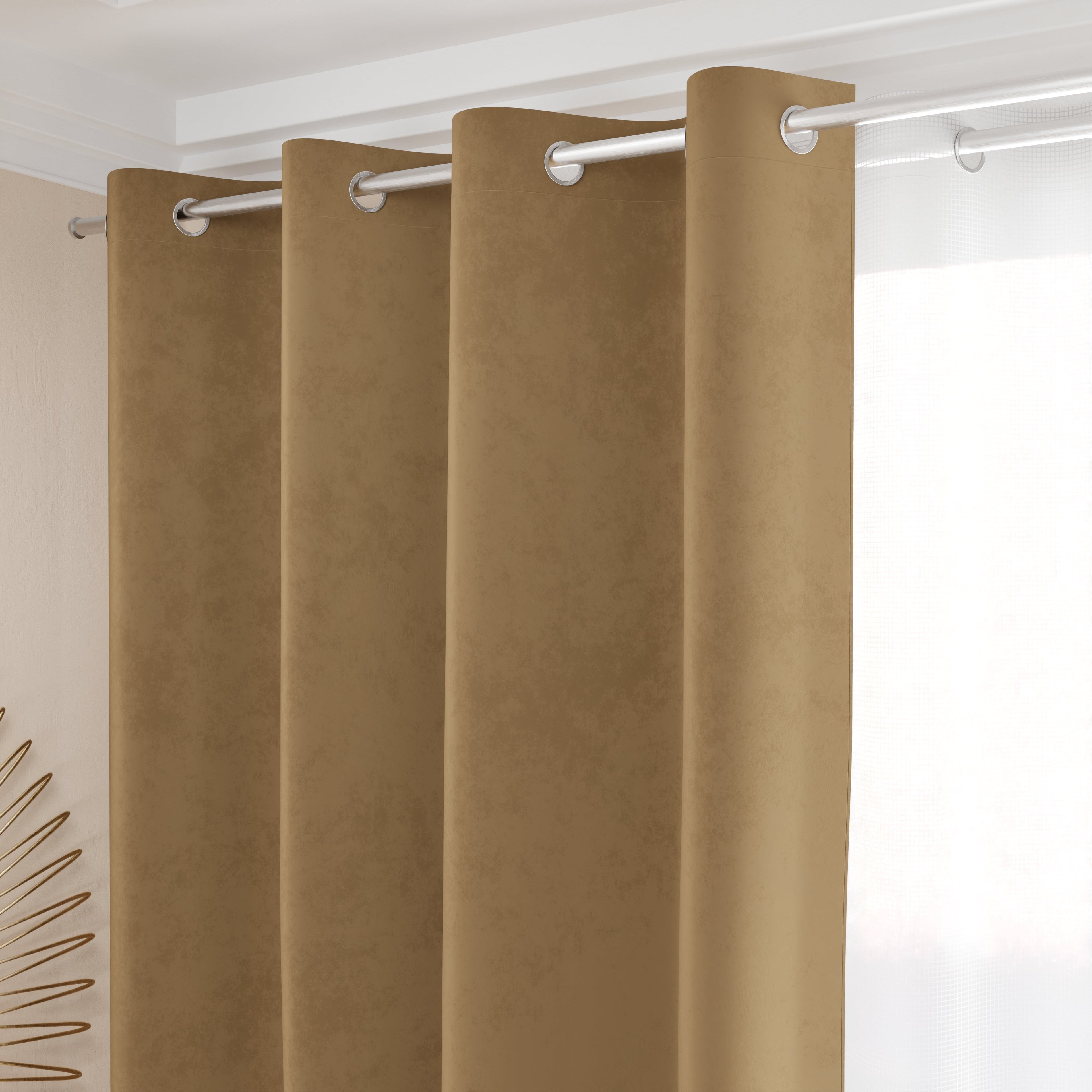 Tenda a Pannello in Velluto per Interni con Anelli, 140x280 cm, Tortora