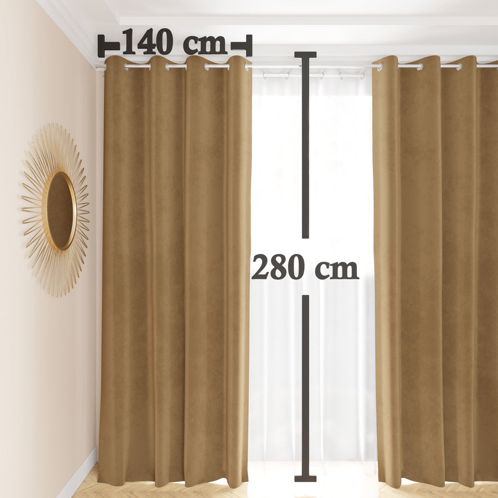 Tenda a Pannello in Velluto per Interni con Anelli, 140x280 cm, Tortora