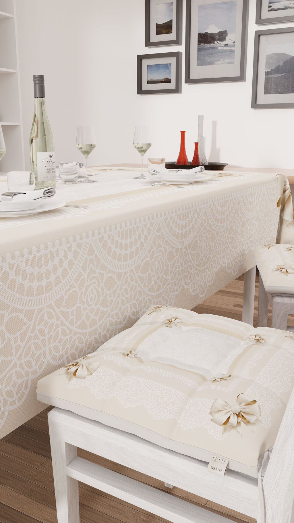 Cuscini per Sedie Coprisedia 6 Pezzi Fiocco Beige