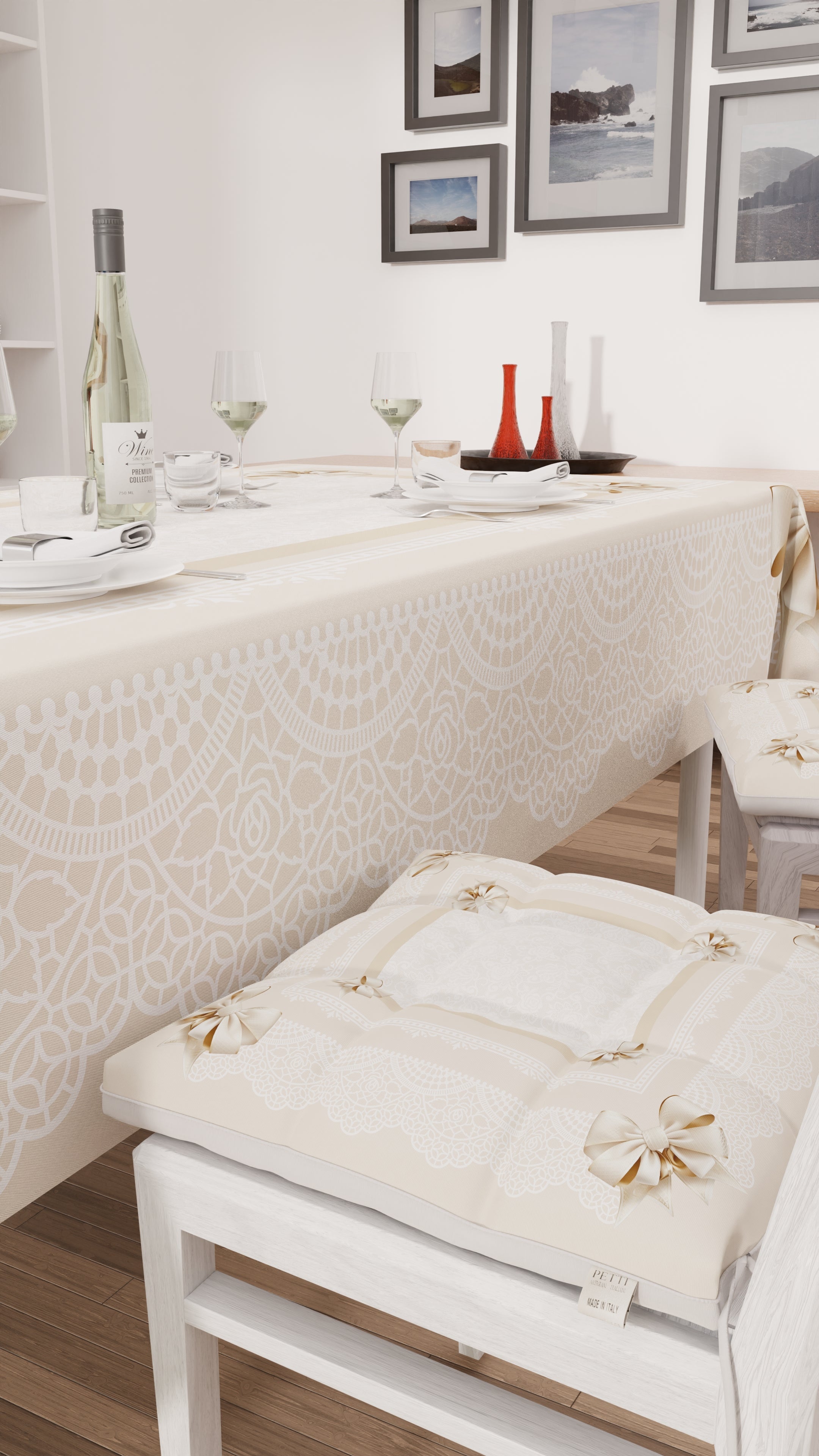 Cuscini per Sedie Coprisedia 6 Pezzi Fiocco Beige