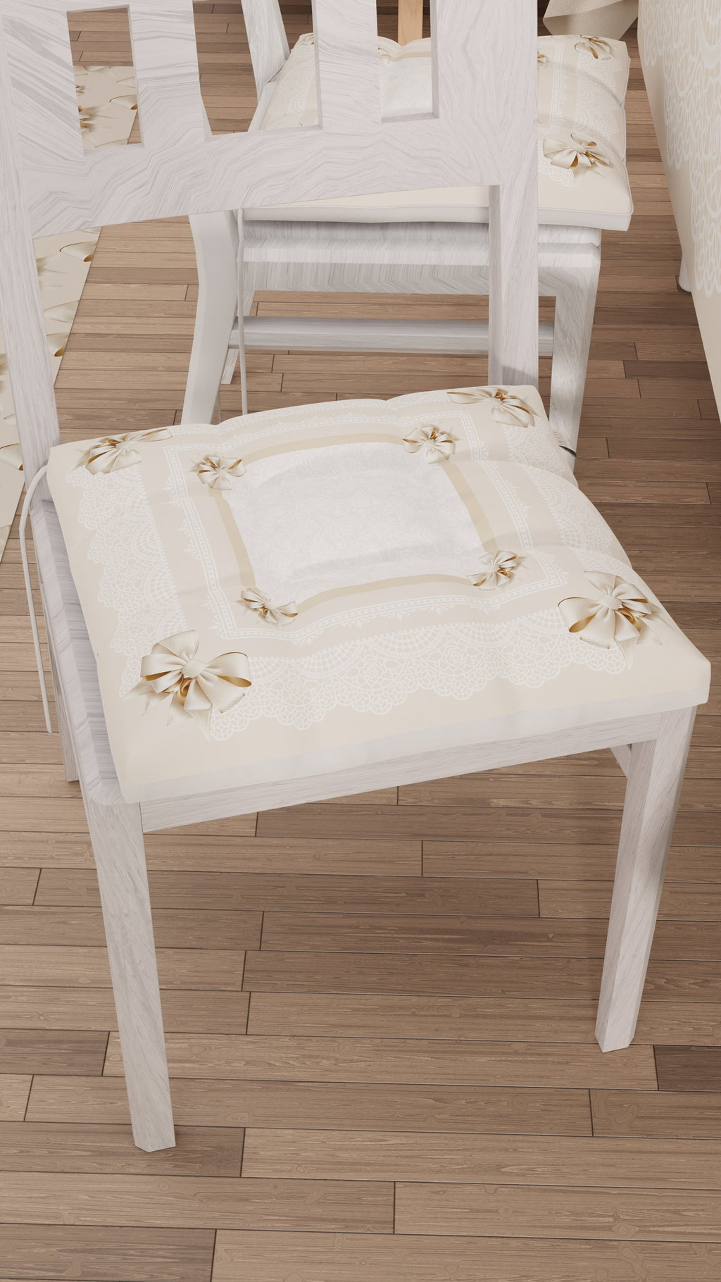 Cuscini per Sedie Coprisedia 6 Pezzi Fiocco Beige