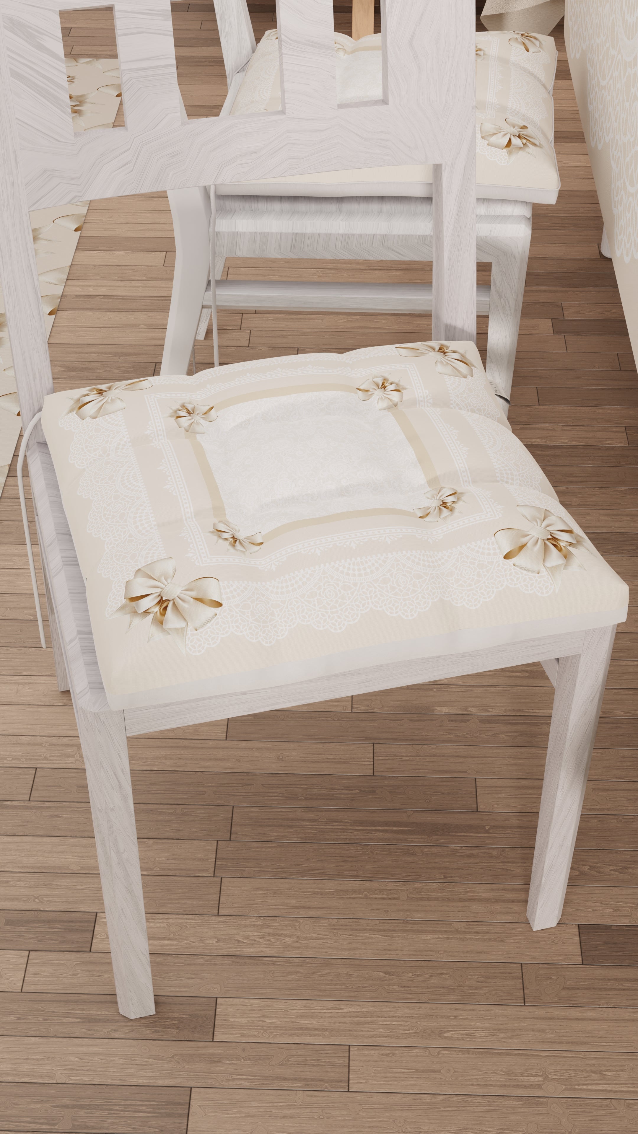Cuscini per Sedie Coprisedia 6 Pezzi Fiocco Beige