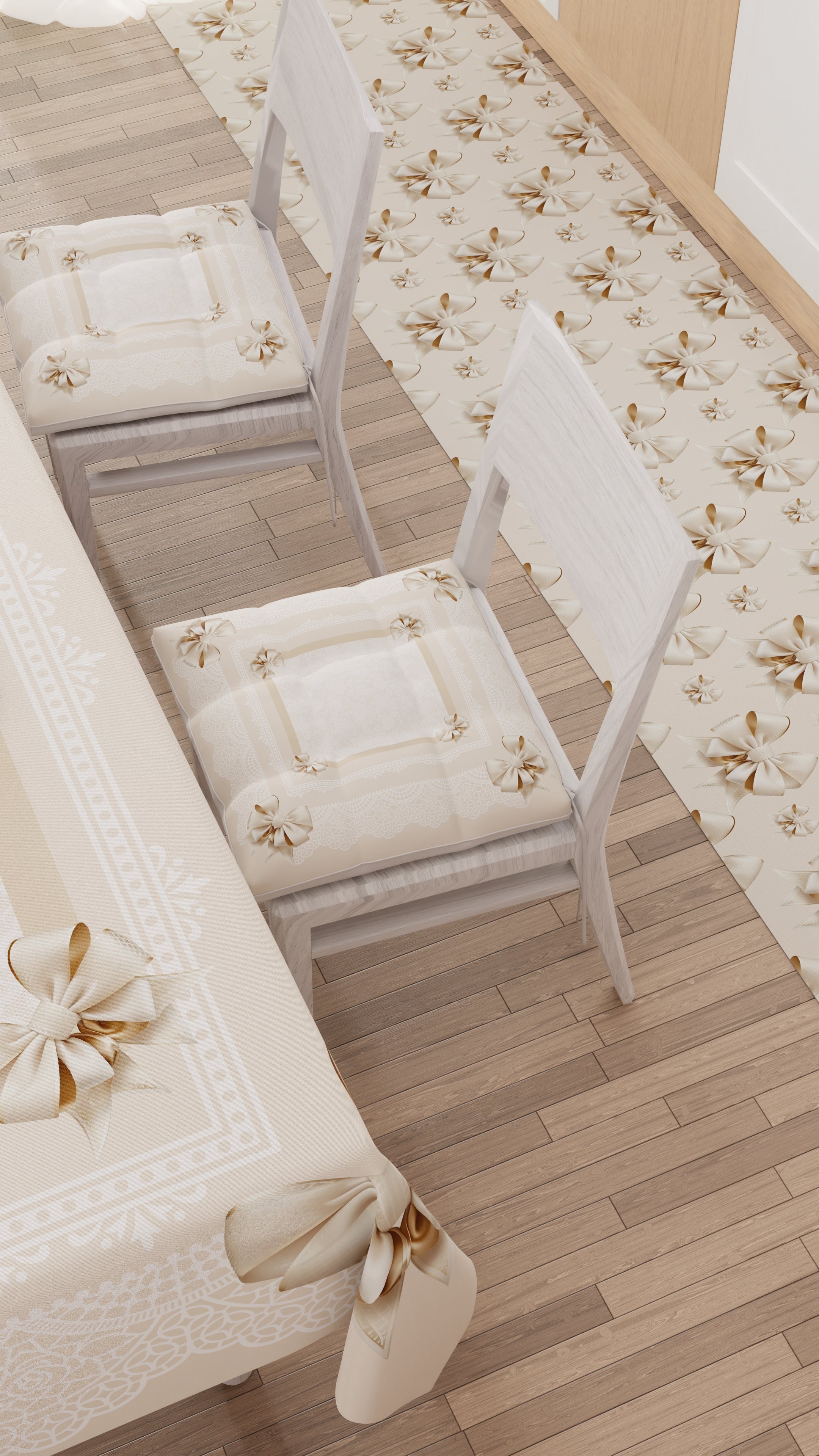 Cuscini per Sedie Coprisedia 6 Pezzi Fiocco Beige