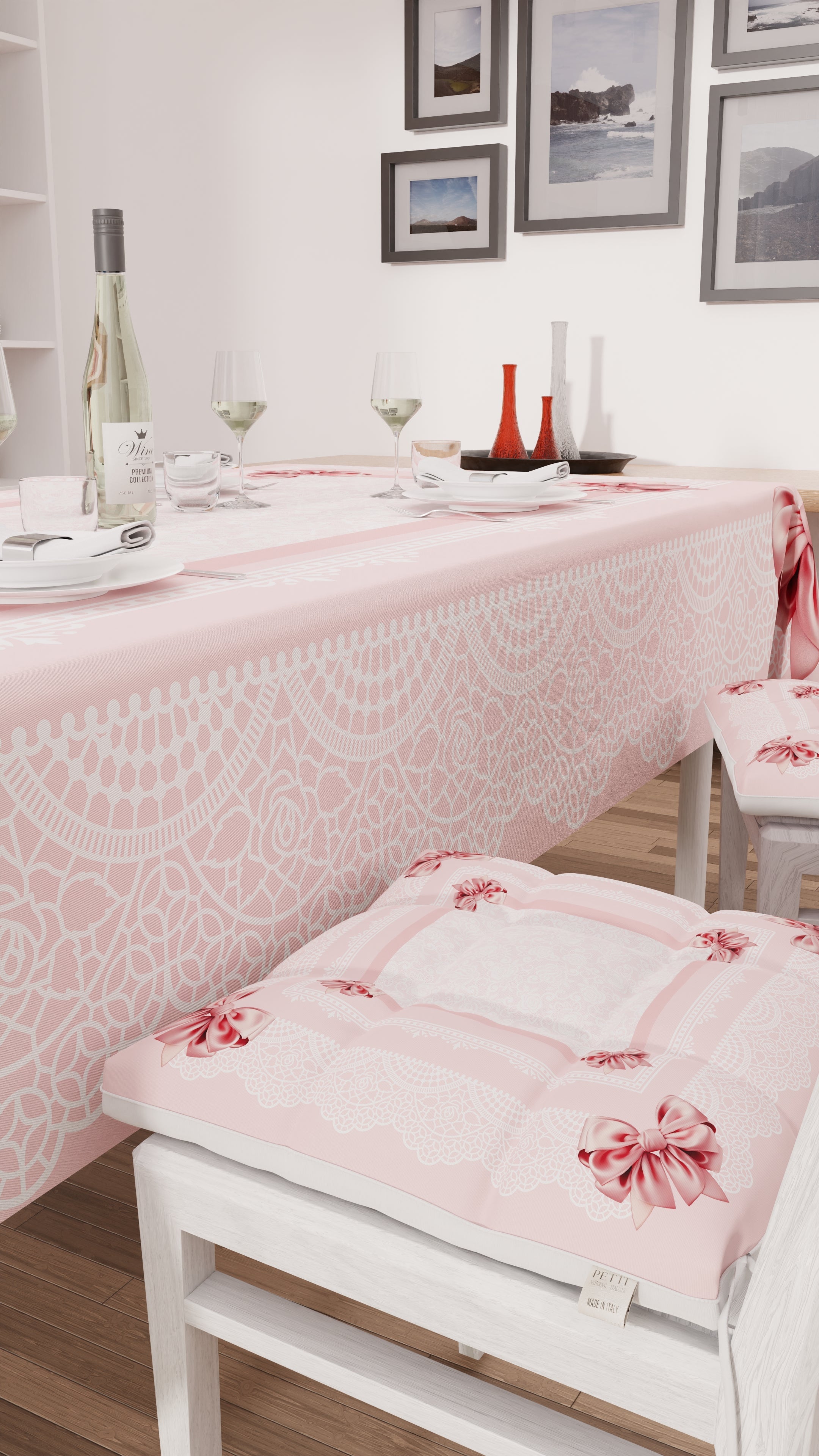 Cuscini per Sedie Coprisedia 6 Pezzi Fiocco Rosa