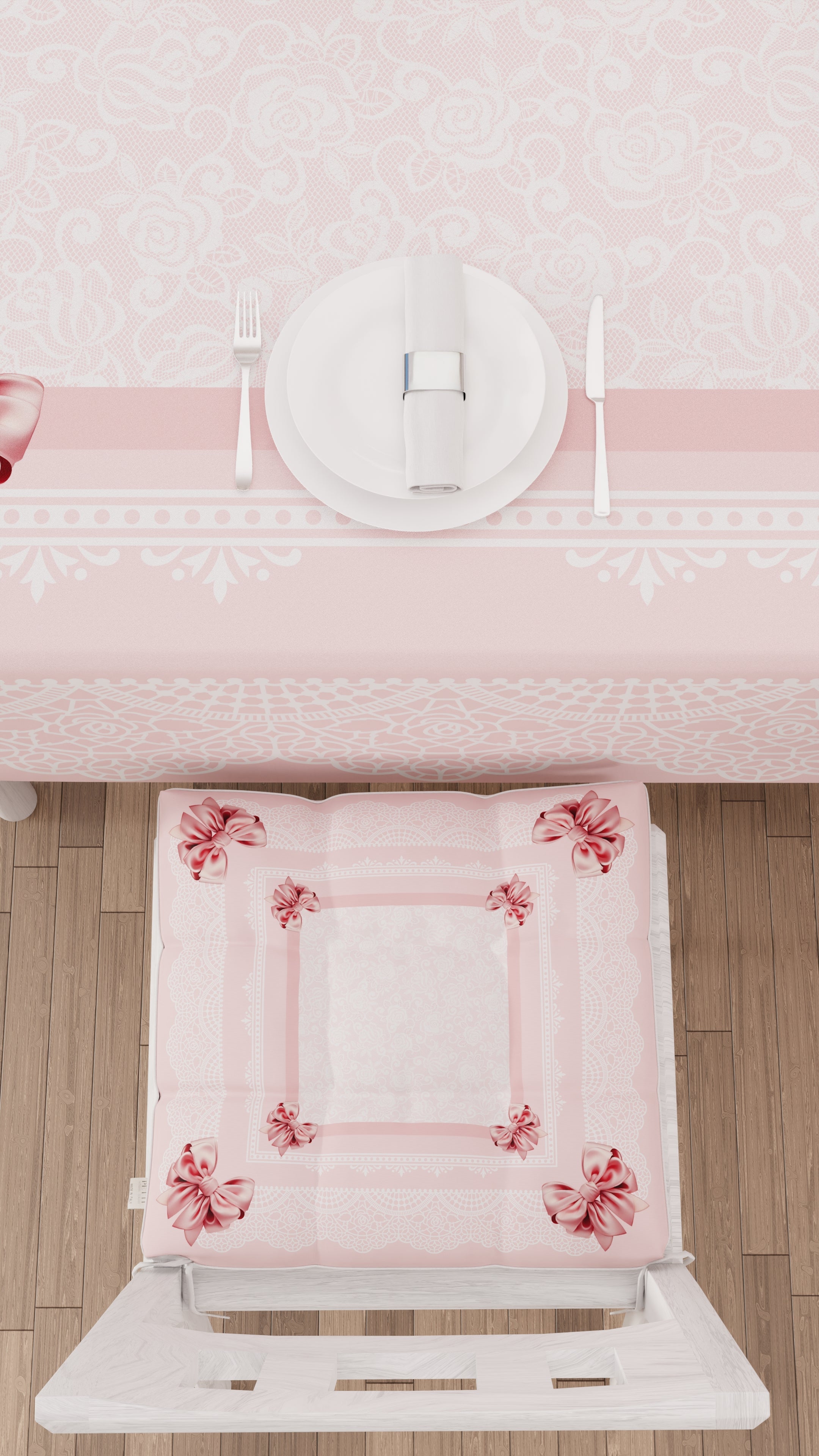 Cuscini per Sedie Coprisedia 6 Pezzi Fiocco Rosa