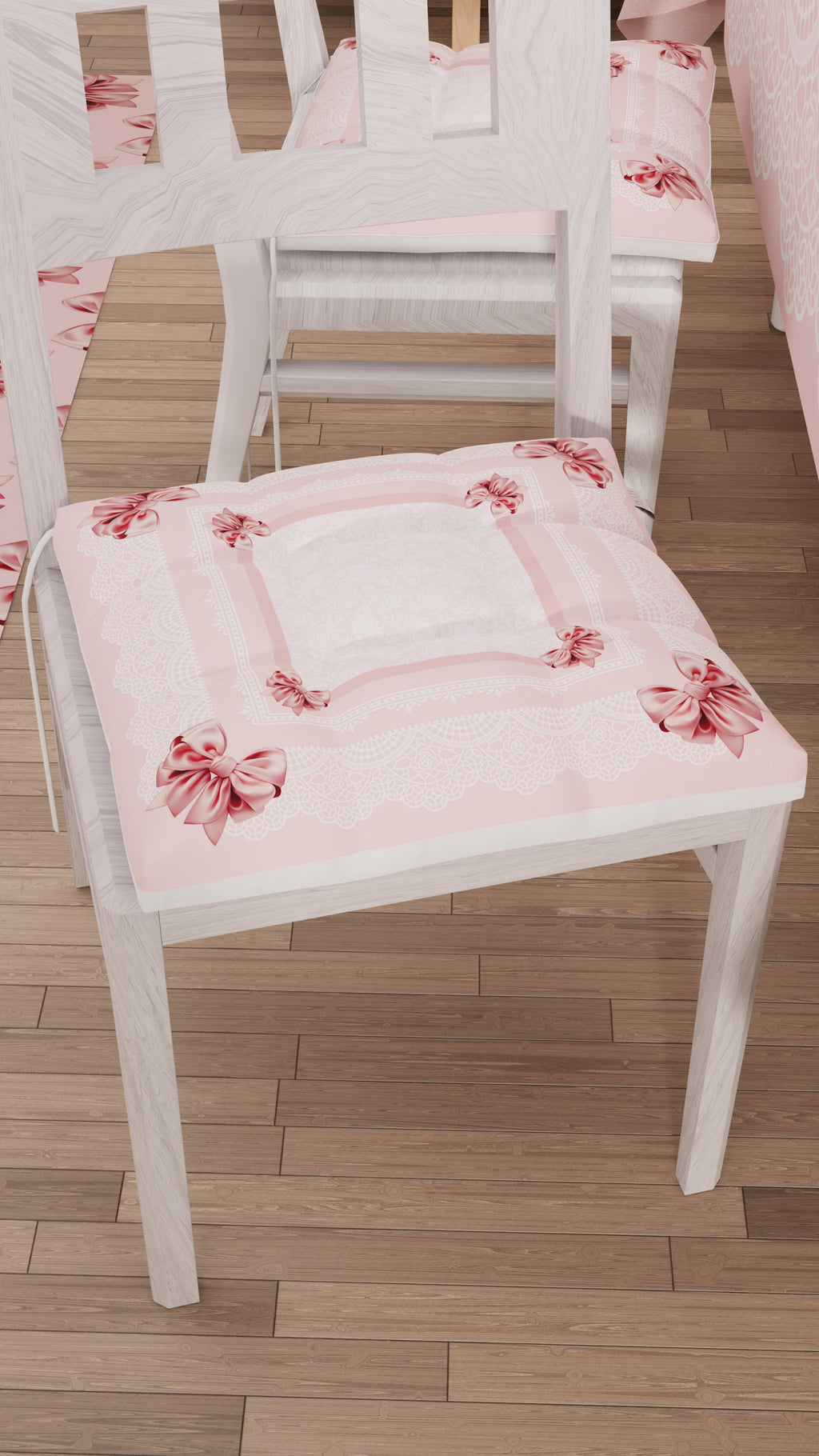 Cuscini per Sedie Coprisedia 6 Pezzi Fiocco Rosa