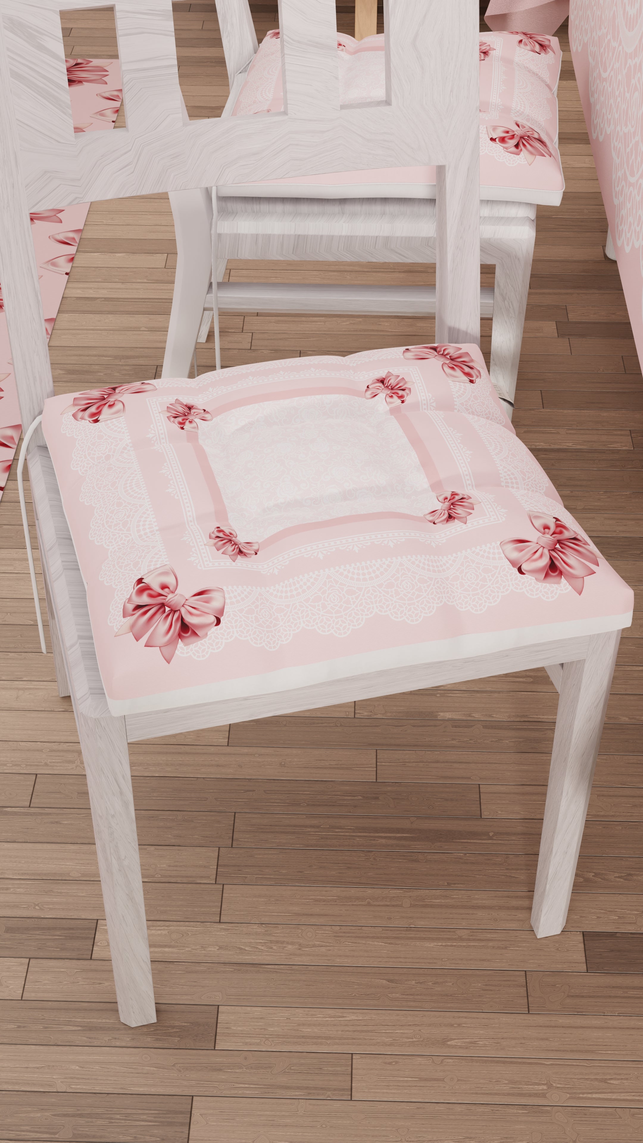 Cuscini per Sedie Coprisedia 6 Pezzi Fiocco Rosa