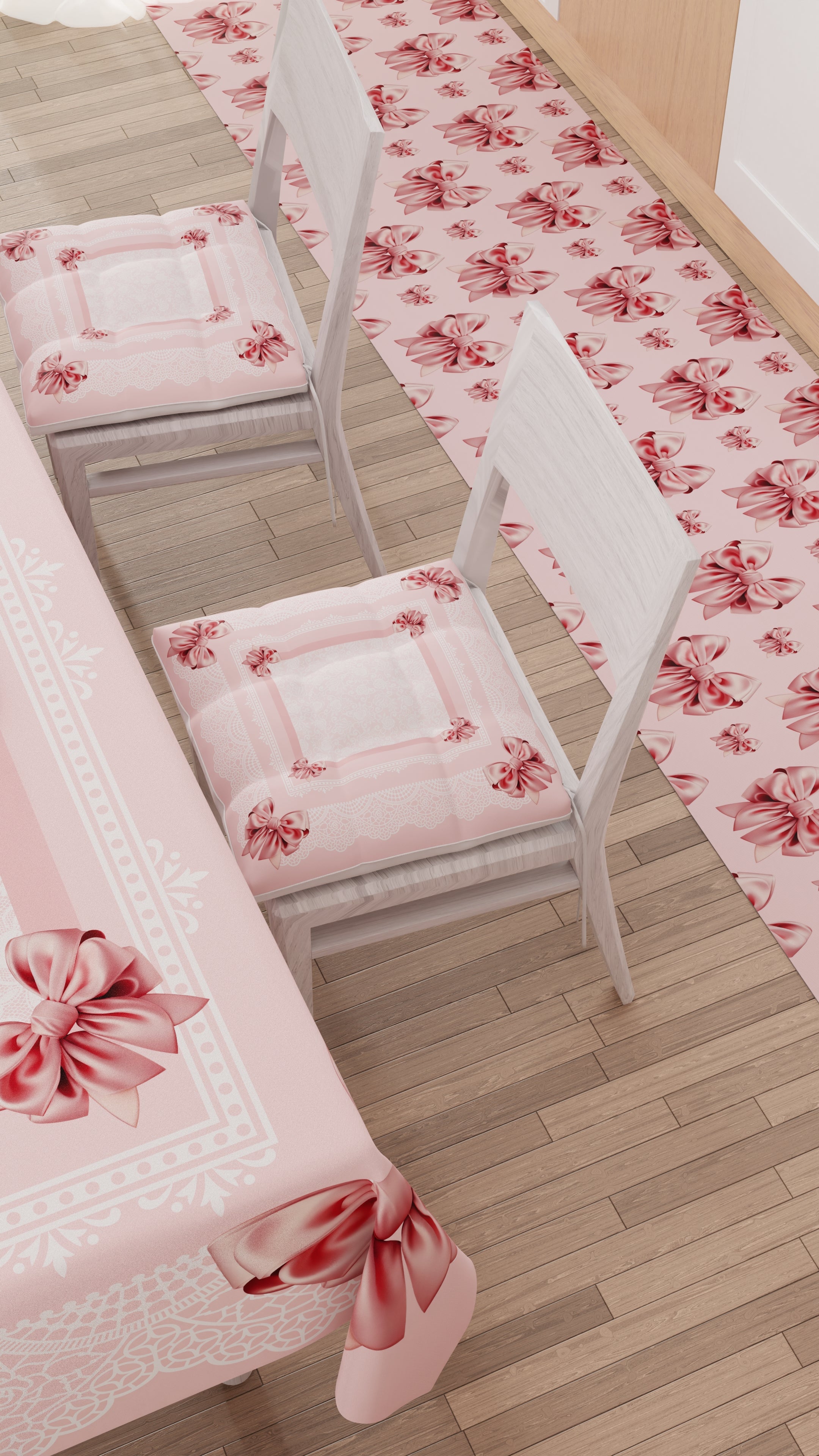 Cuscini per Sedie Coprisedia 6 Pezzi Fiocco Rosa