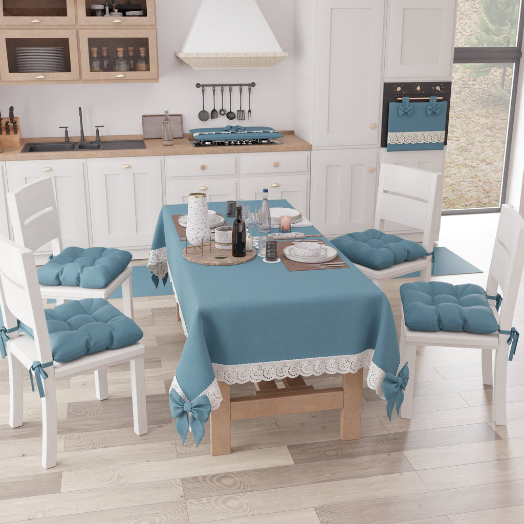 Coprifornello Coprifuochi Shabby Chic con Pizzo e Fiocco Blu Avion