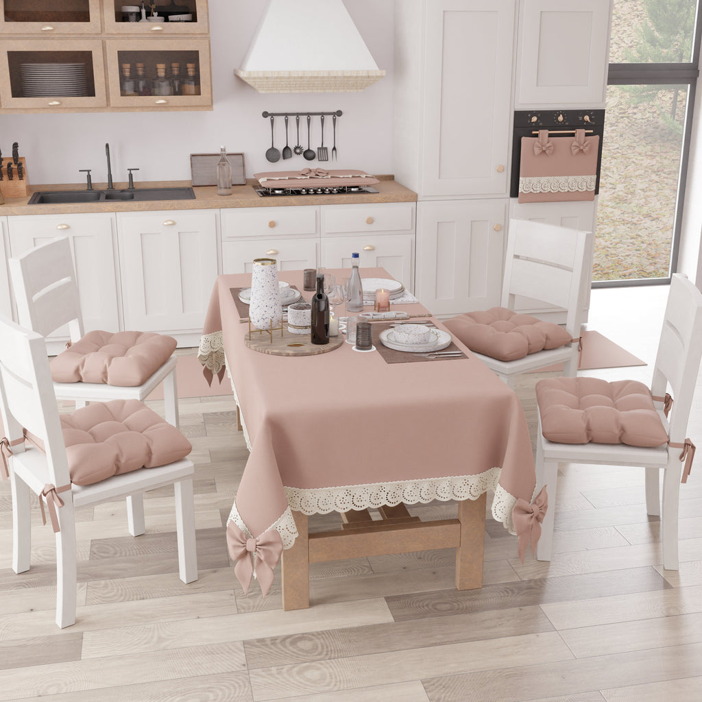 Coprifornello Coprifuochi Shabby Chic con Pizzo e Fiocco Cipria