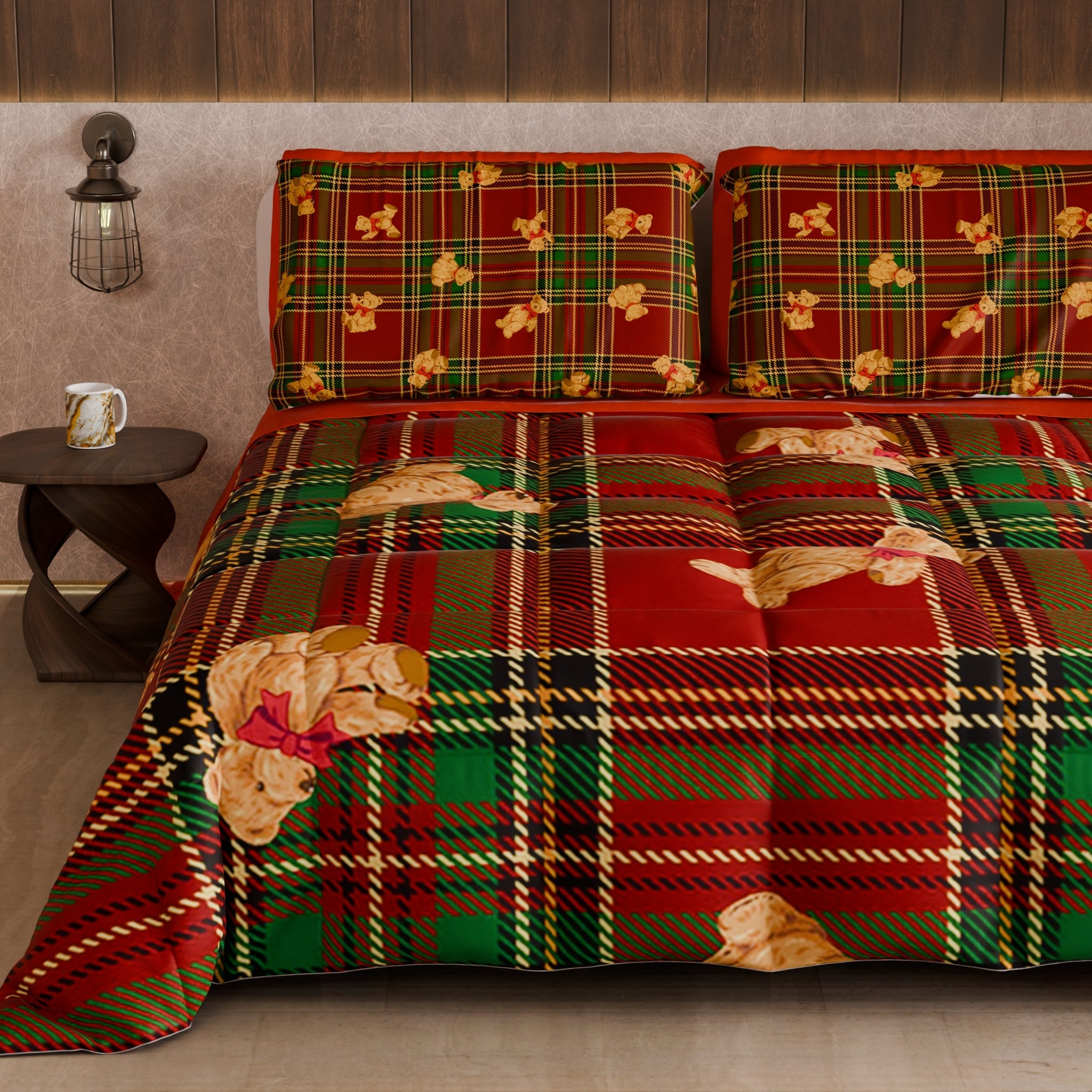 Piumone, Trapunta Matrimoniale, Singola, Piazza e Mezza Orsetto Tartan