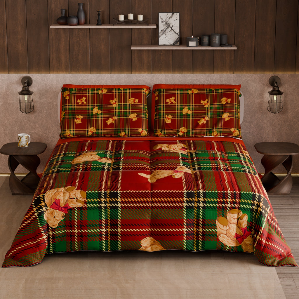 Piumone, Trapunta Matrimoniale, Singola, Piazza e Mezza Orsetto Tartan
