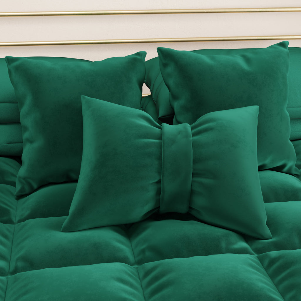 Cuscino Arredo Fiocco in Velluto 40x50 cm, Cuscino divano Smeraldo