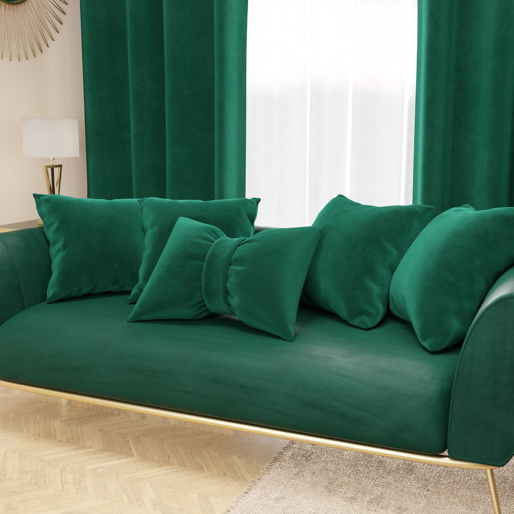 Cuscino Arredo Fiocco in Velluto 40x50 cm, Cuscino divano Smeraldo
