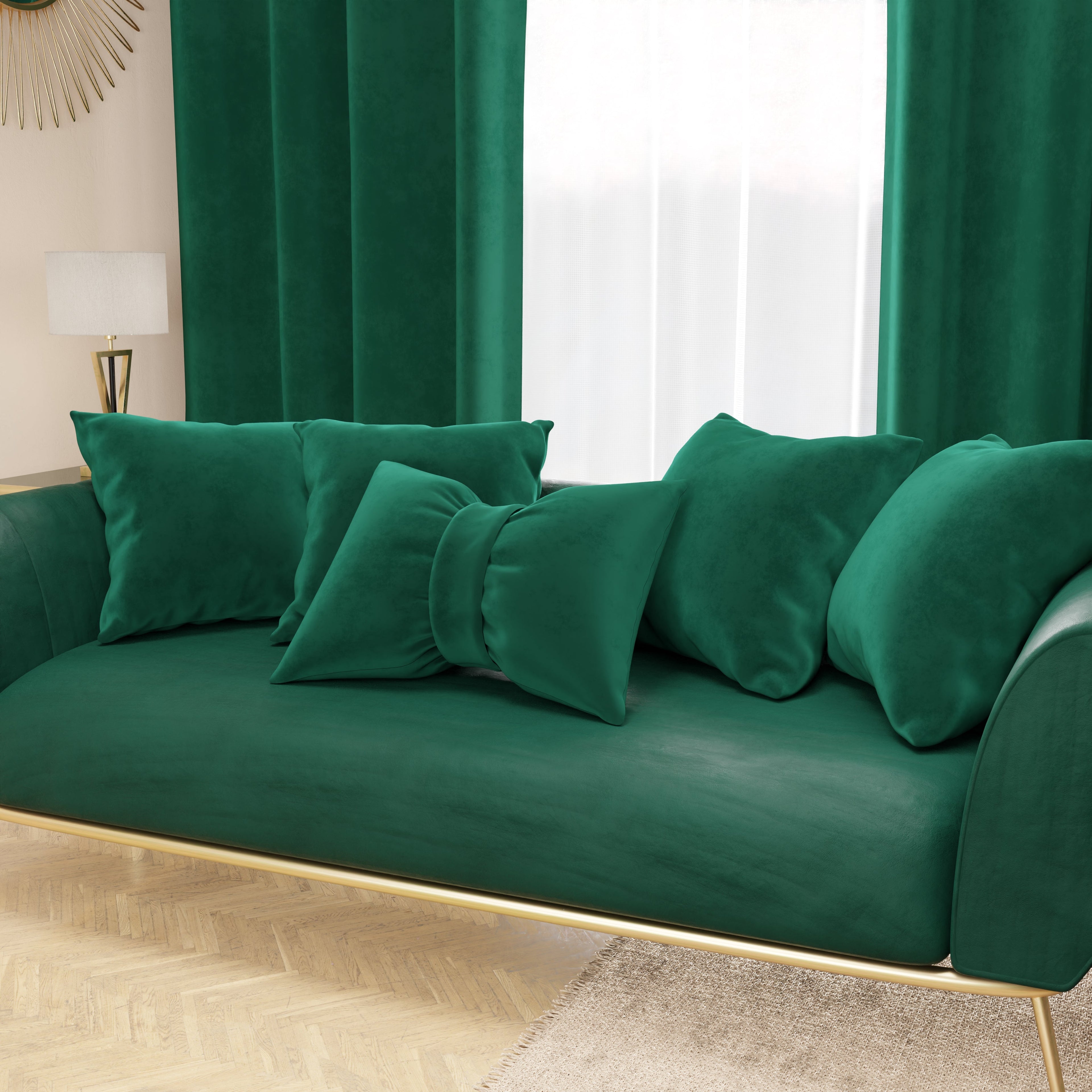 Cuscino Arredo Fiocco in Velluto 40x50 cm, Cuscino divano Smeraldo