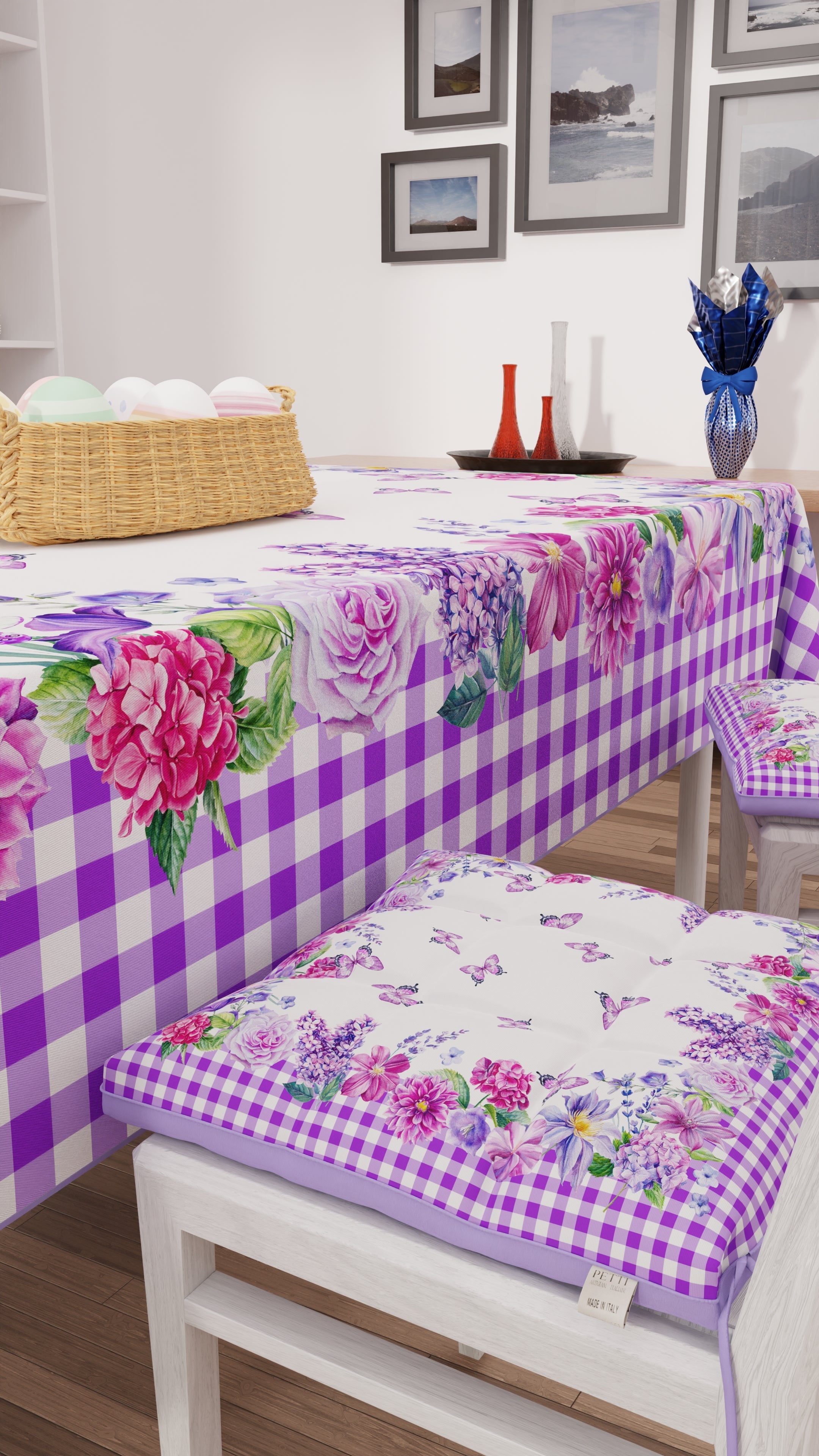 Cuscini Pasqua per Sedie Coprisedia Pasqua 6 Pezzi Vichy Viola