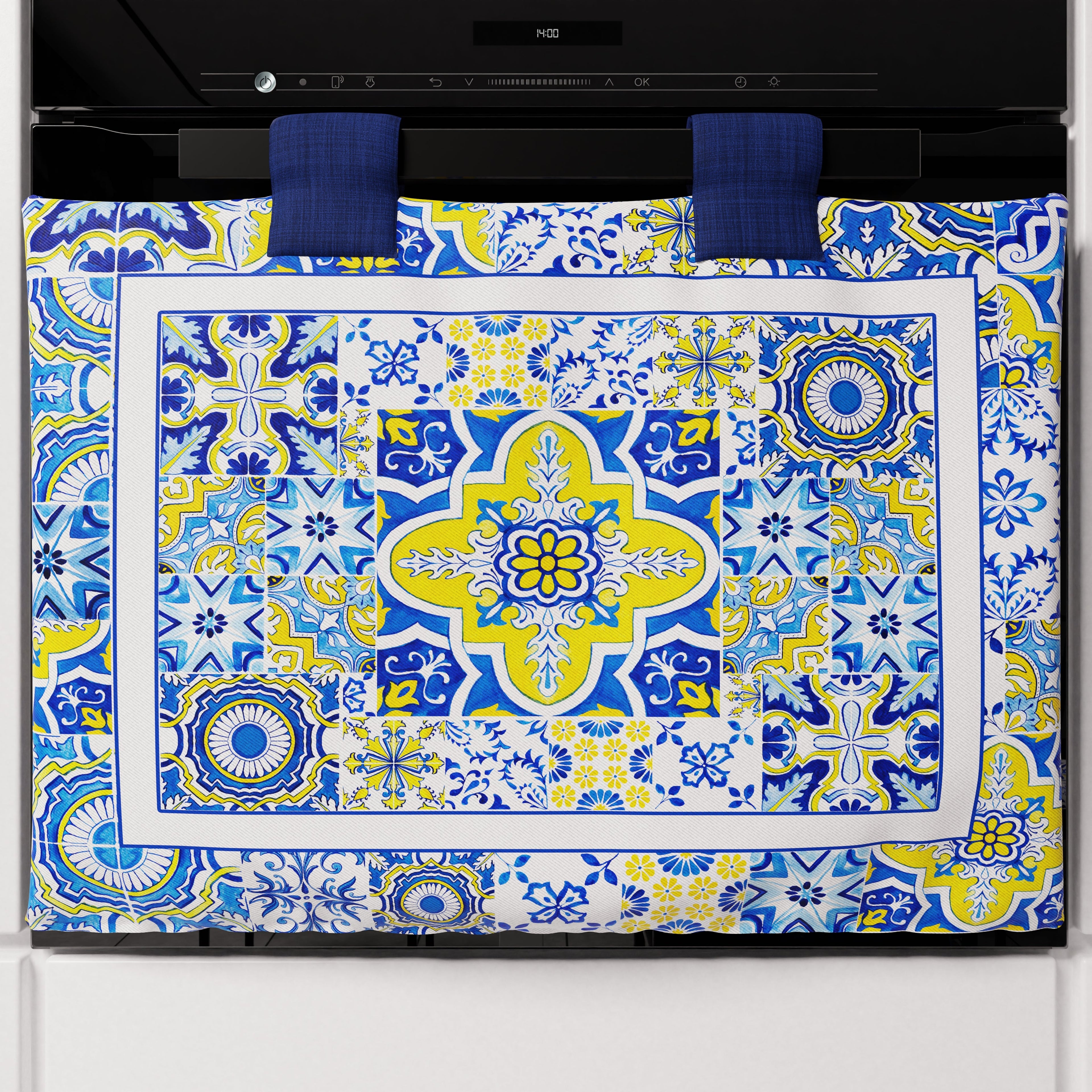 Copriforno Geometrico per Cucina in Stampa Digitale Vietri 02 Blu 1pz